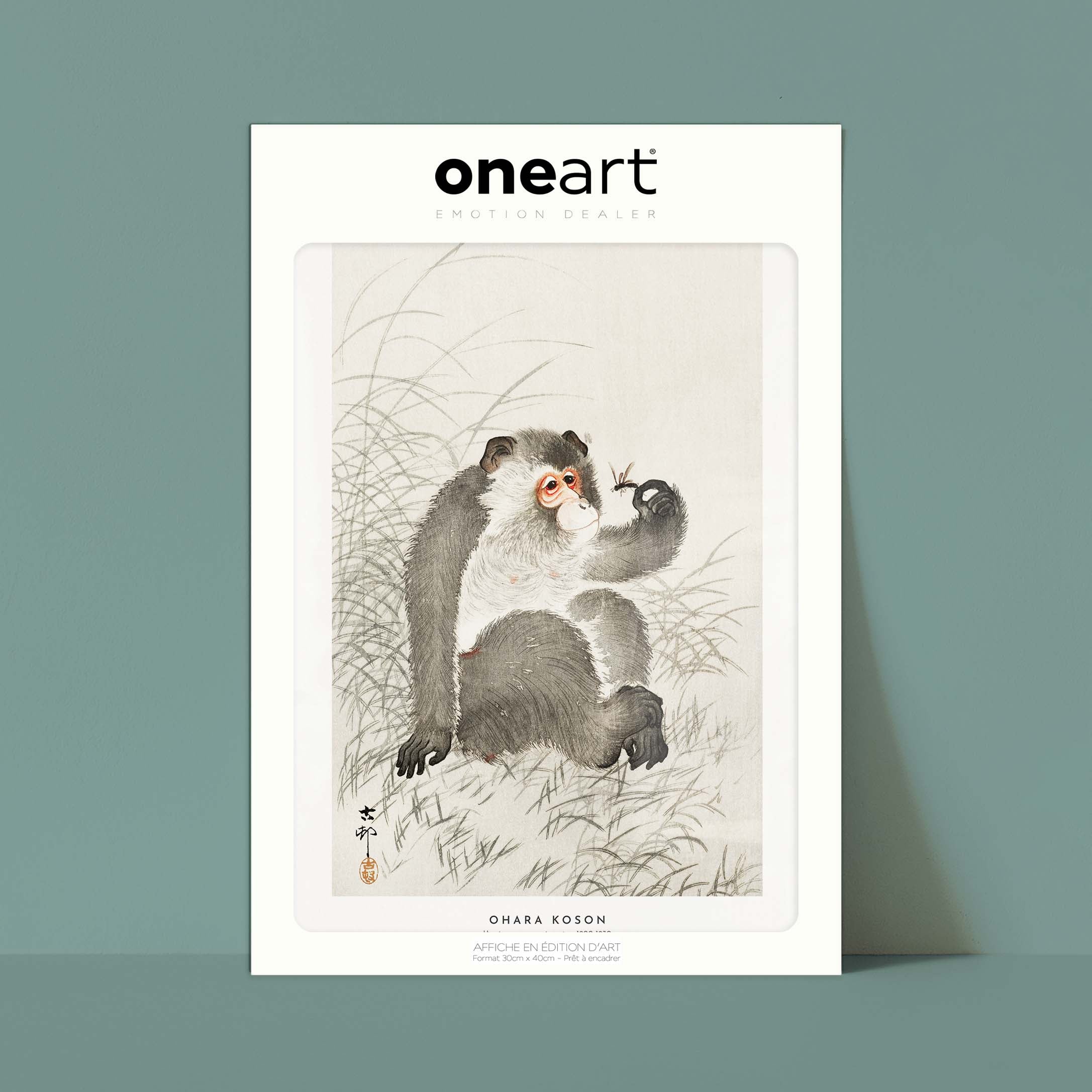Estampe japonaise - Un singe avec un insecte-oneart.fr