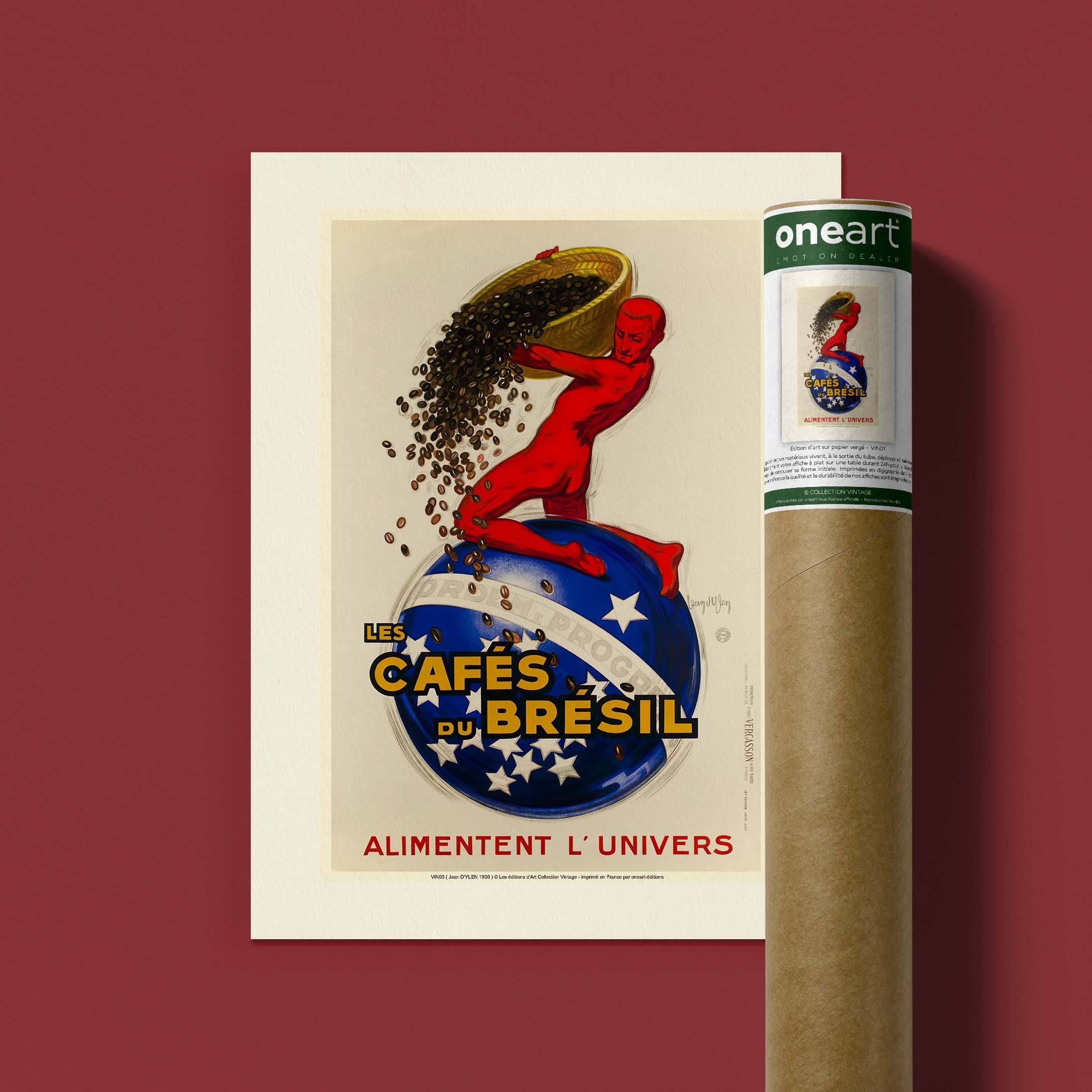 Affiche publicité vintage - Cafés du Brésil-oneart.fr