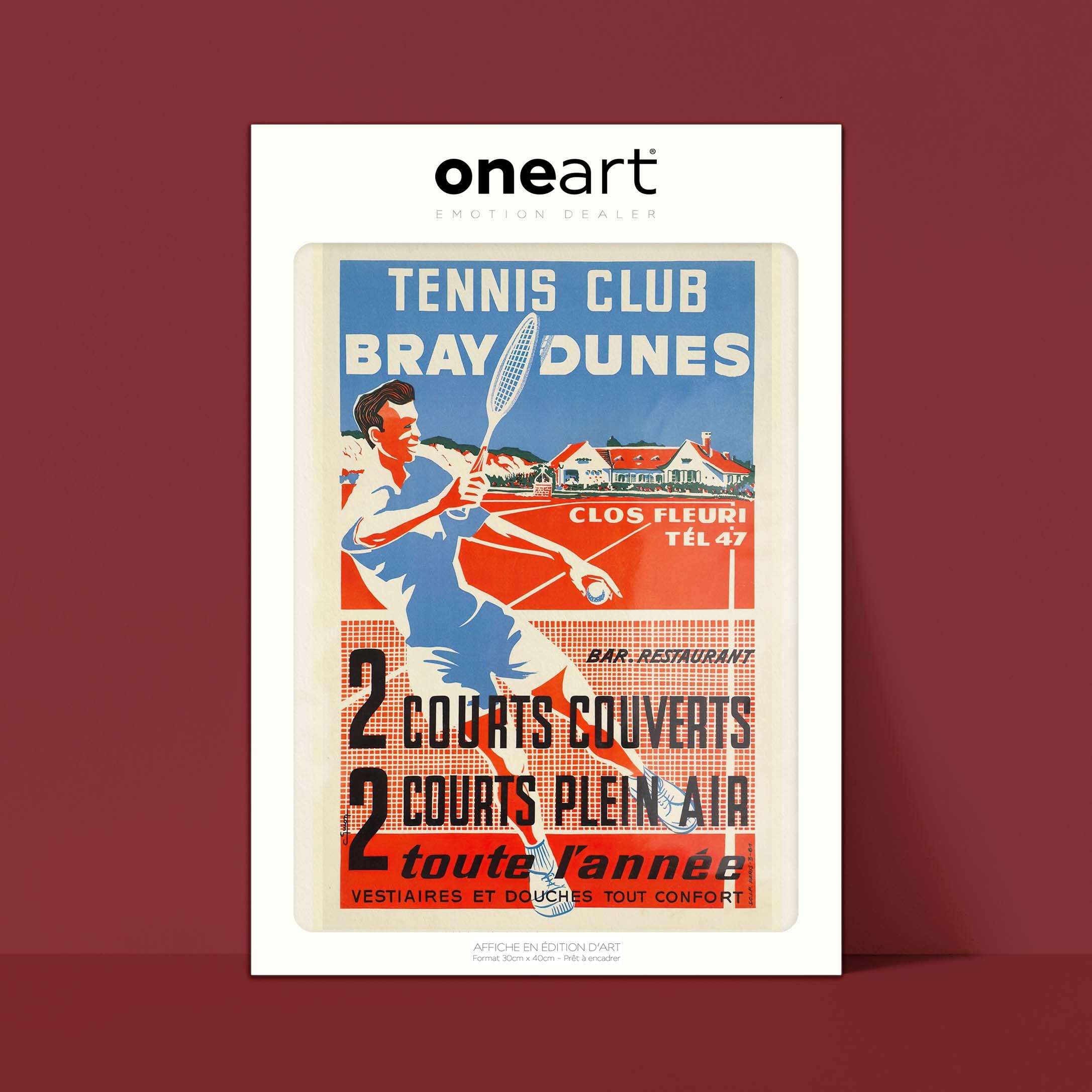 Affiche publicité vintage - Tennis CluB-oneart.fr