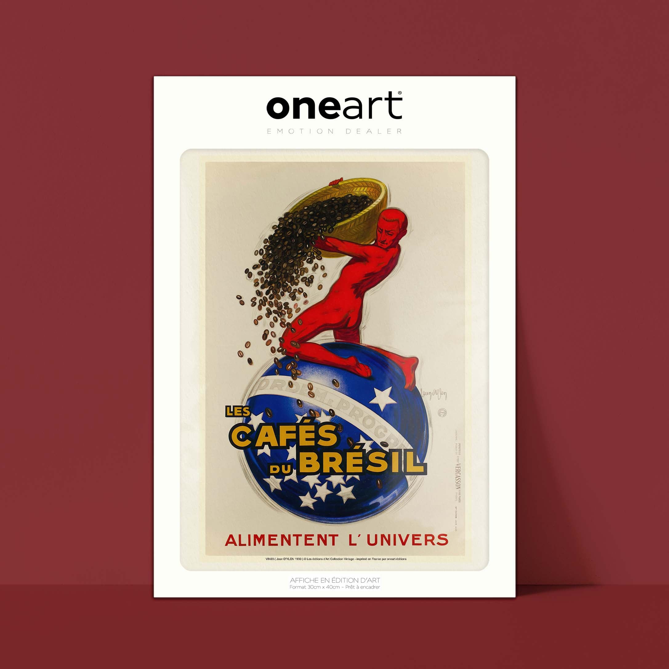 Affiche publicité vintage - Cafés du Brésil-oneart.fr