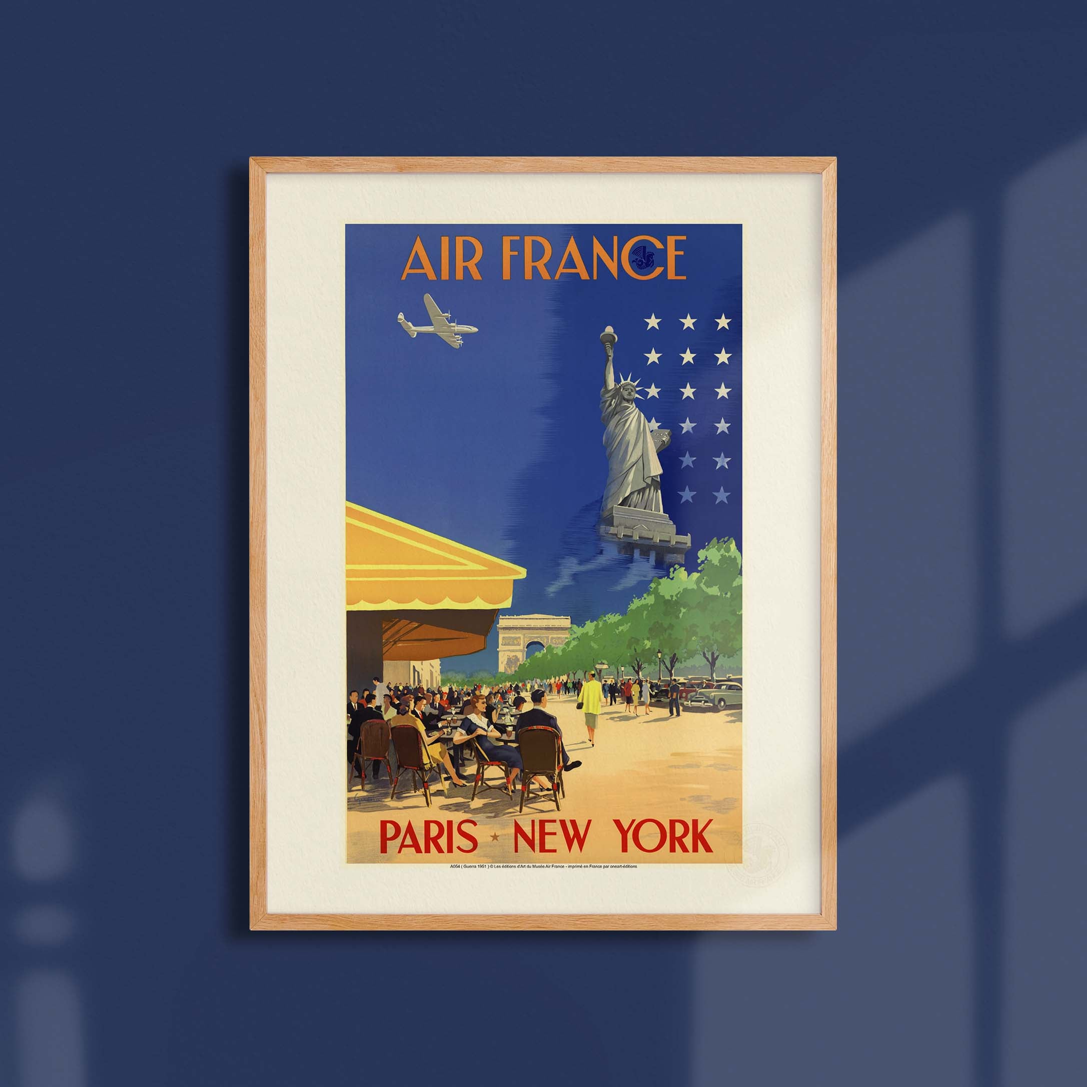 Affiche Air France Paris - New York – Vincent Guerra 1951, Réédition Officielle Musée Air France