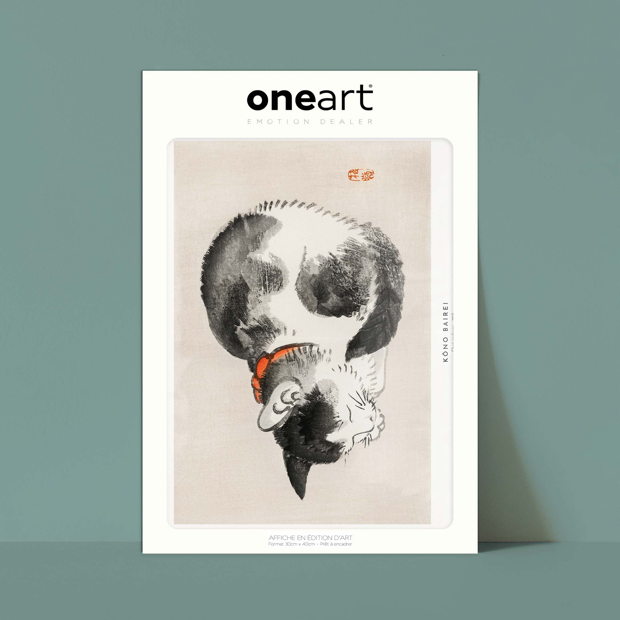 Estampe japonaise - Chat endormi-oneart.fr