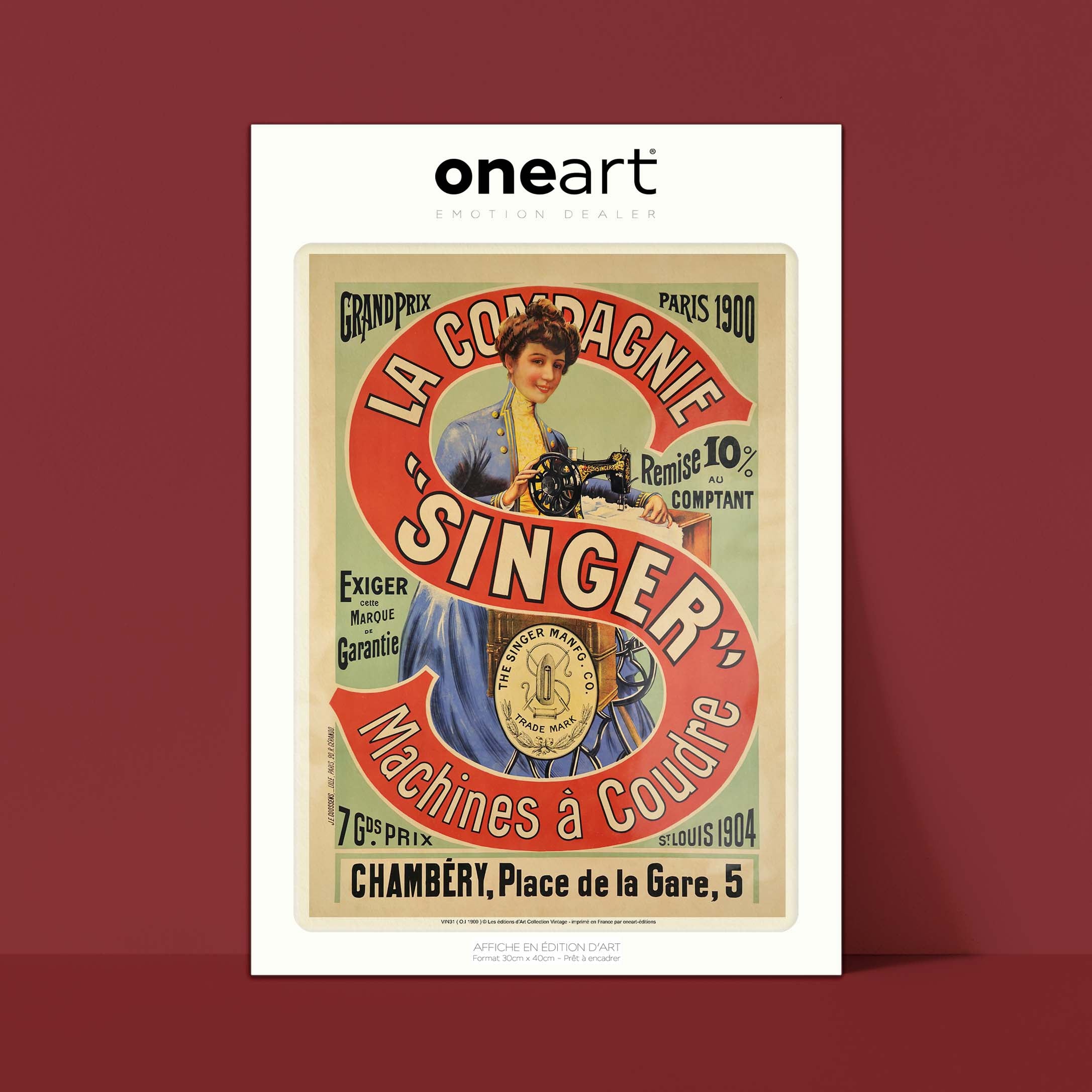 Affiche publicité vintage - Singer Machines à coudre-oneart.fr