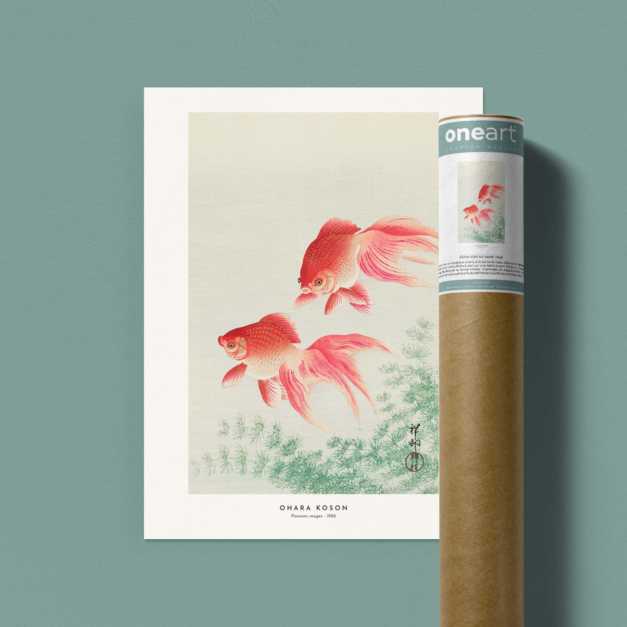 Estampe japonaise - Poissons rouges-oneart.fr