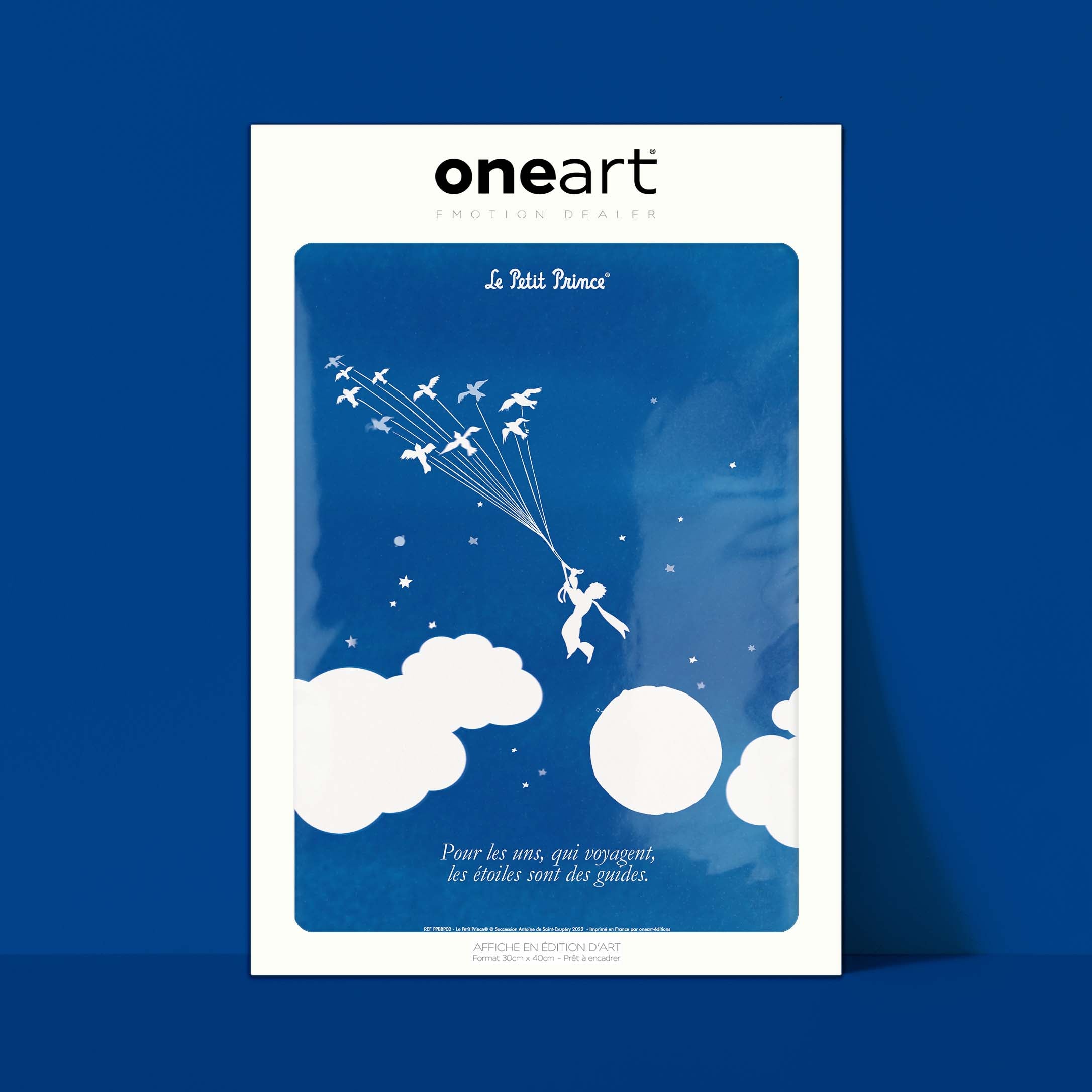 Affiche Le petit prince - Collection Bleu Blanc Prince Oiseau-oneart.fr