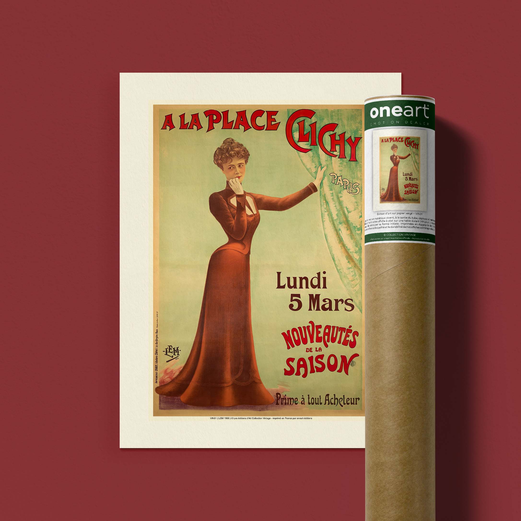 Affiche publicité vintage - A la place Clichy-oneart.fr