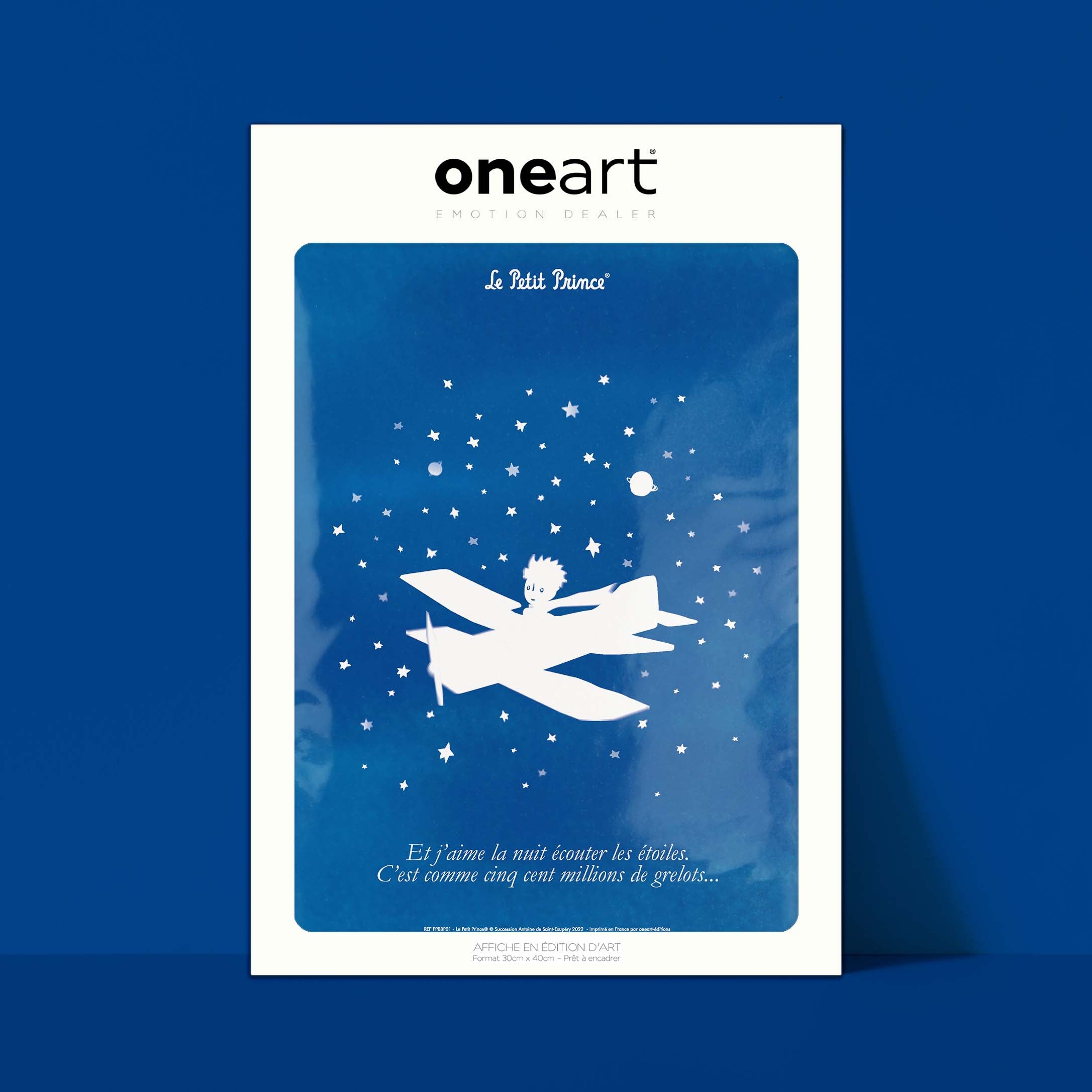 Affiche Le petit prince - Collection Bleu Blanc Prince Avion-oneart.fr