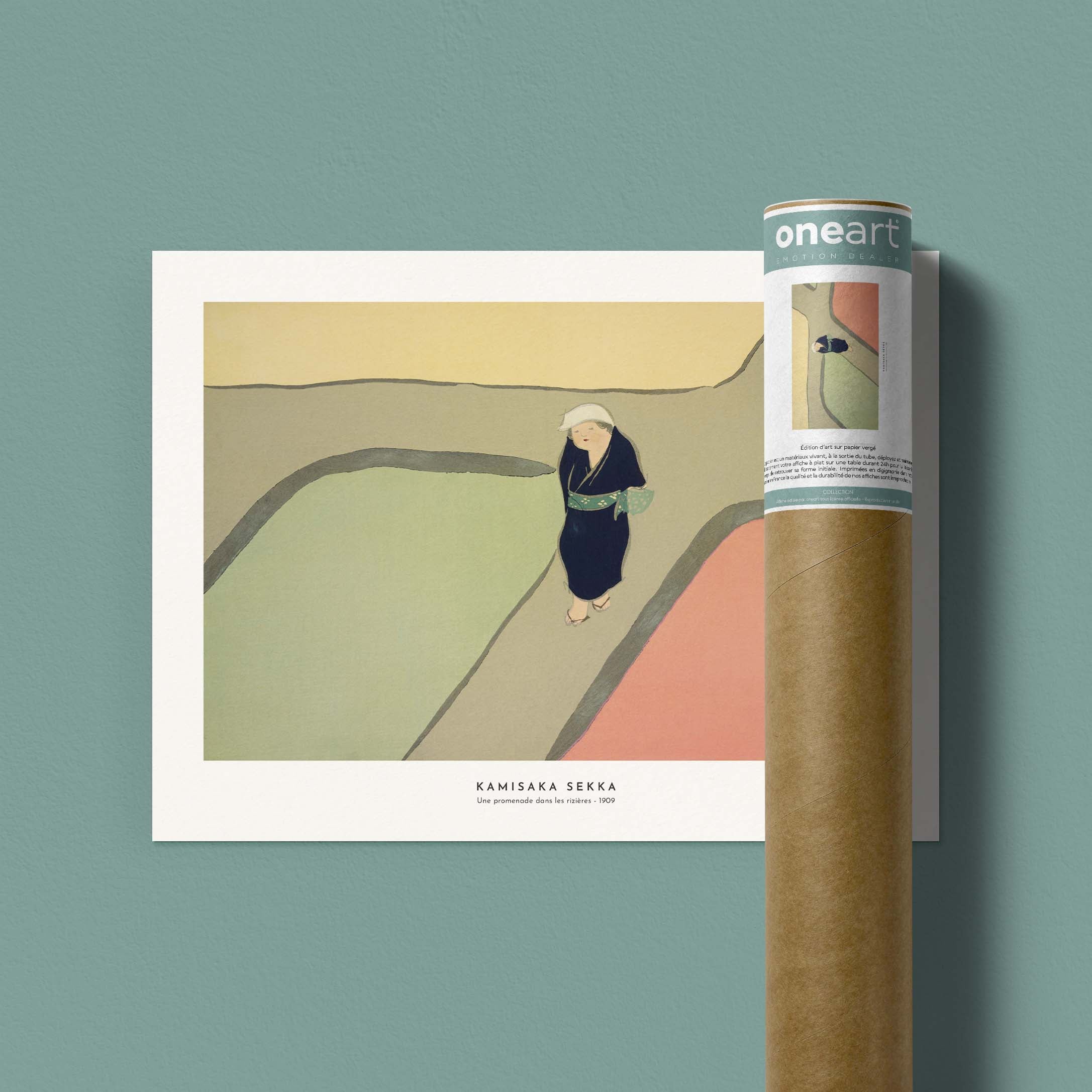 Estampe japonaise - Une promenade dans les rizières-oneart.fr