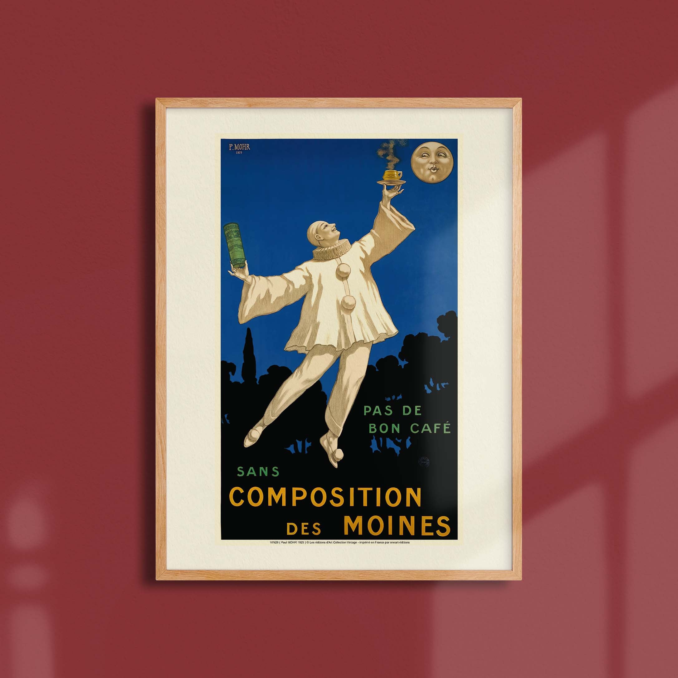 Affiche publicité vintage - Pas de bon café-oneart.fr
