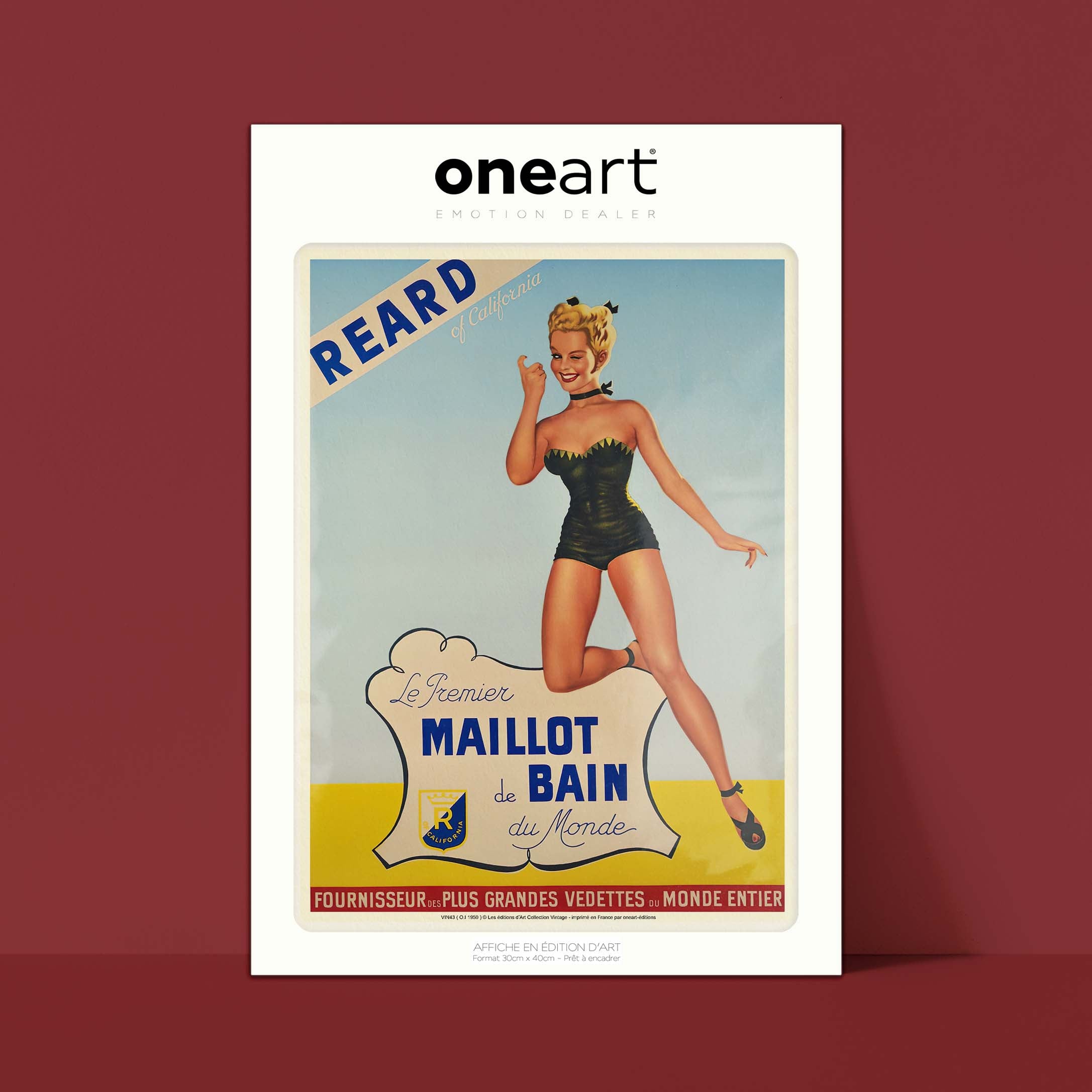 Affiche publicité vintage - Premier maillot de bain-oneart.fr