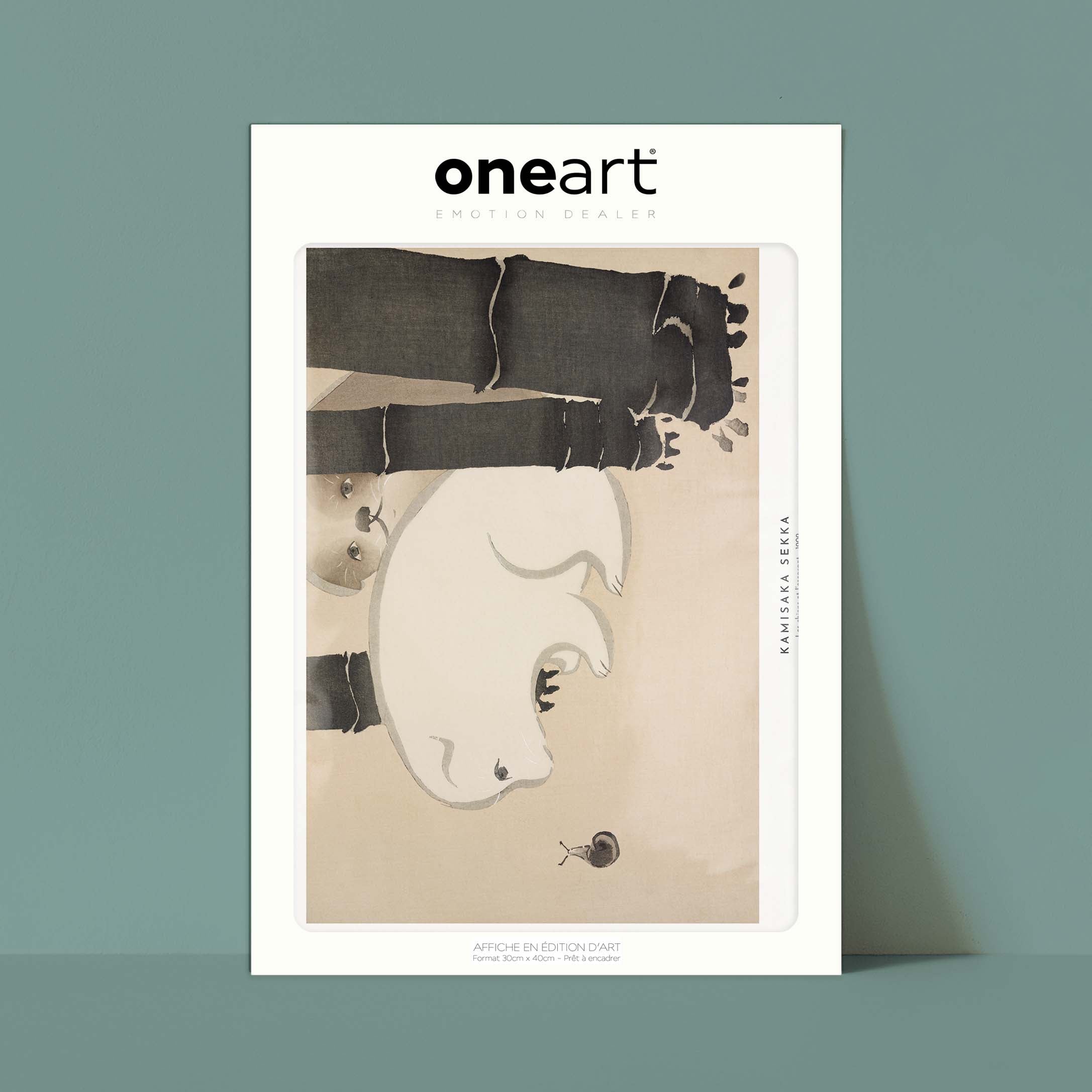 Estampe japonaise - Les chiens et l'escargot-oneart.fr