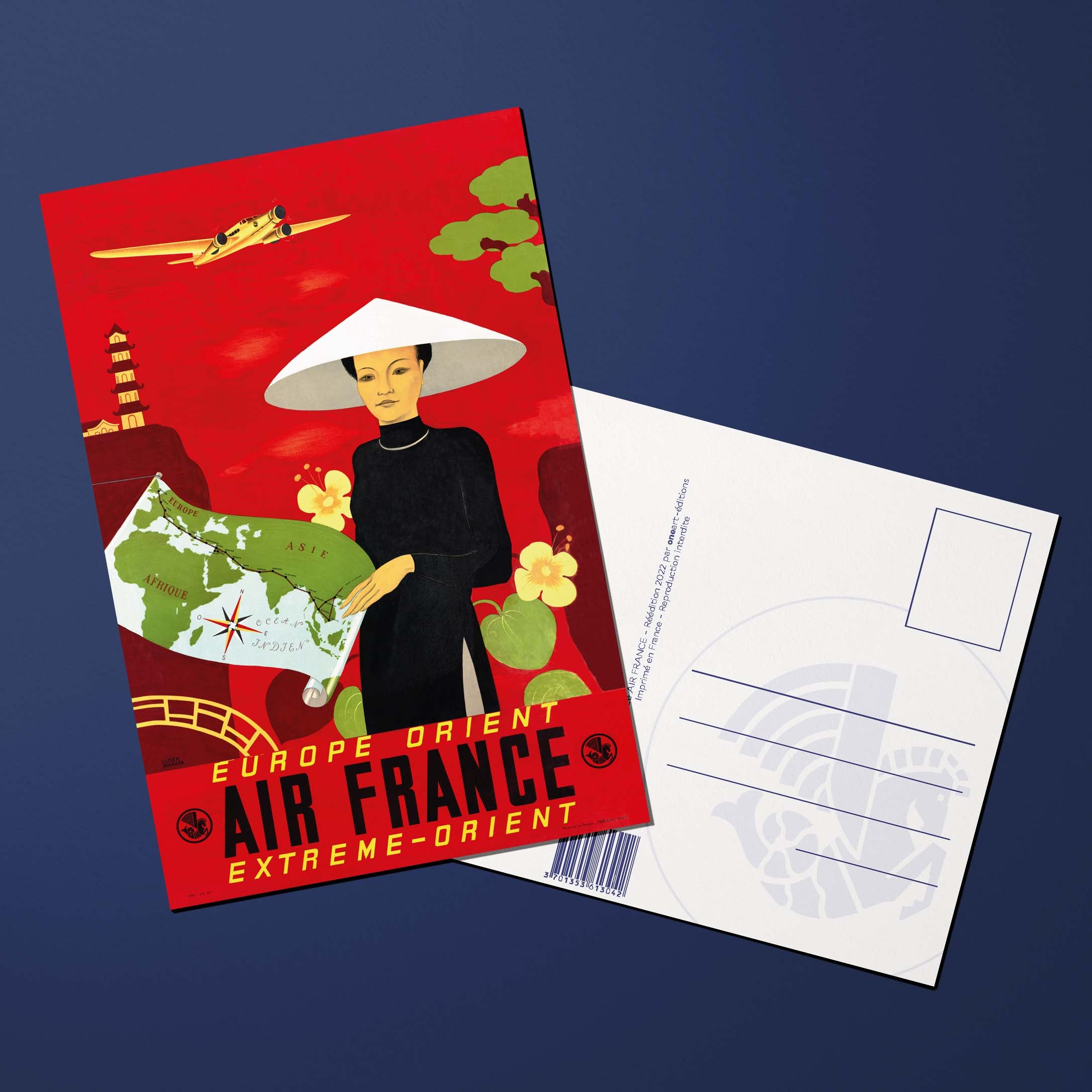 Carte postale Air France Legend Europe Orient Extrême-Orient, chapeau