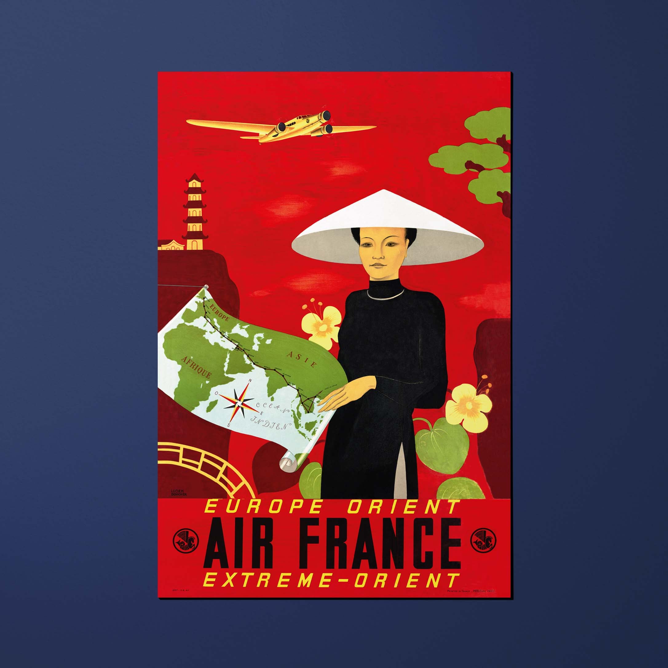 Carte postale Air France Legend Europe Orient Extrême-Orient, chapeau