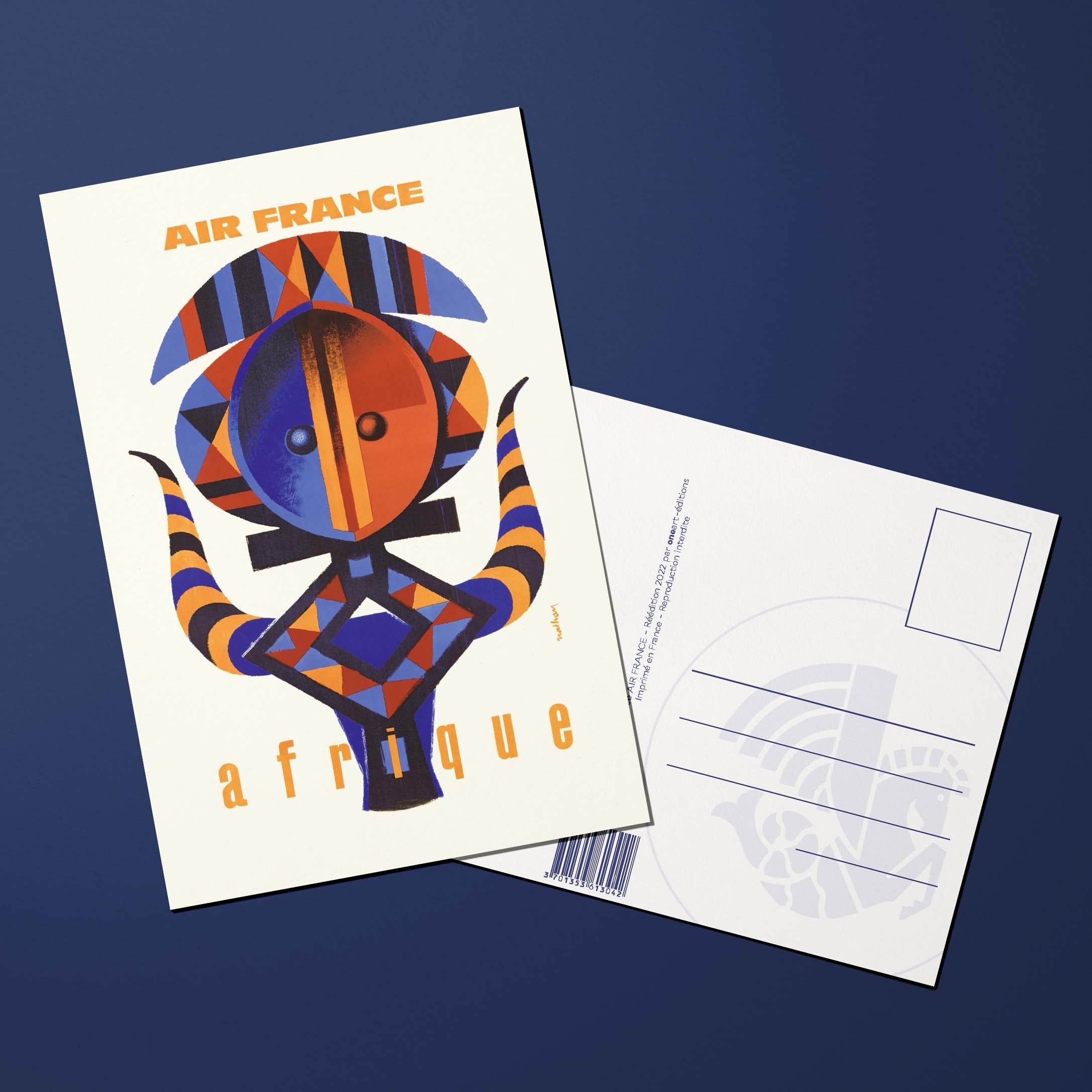 Air France Legend Africa postcard, mask
