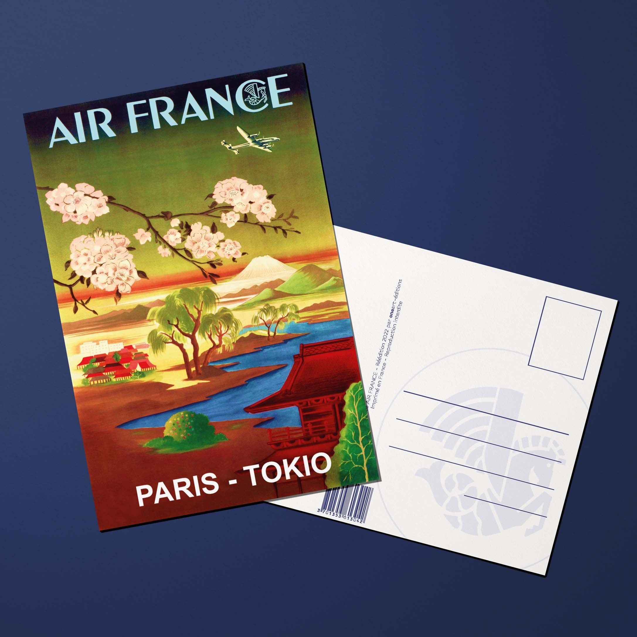 Carte postale Air France Legend Paris - Tokio, fleurs de cerisier