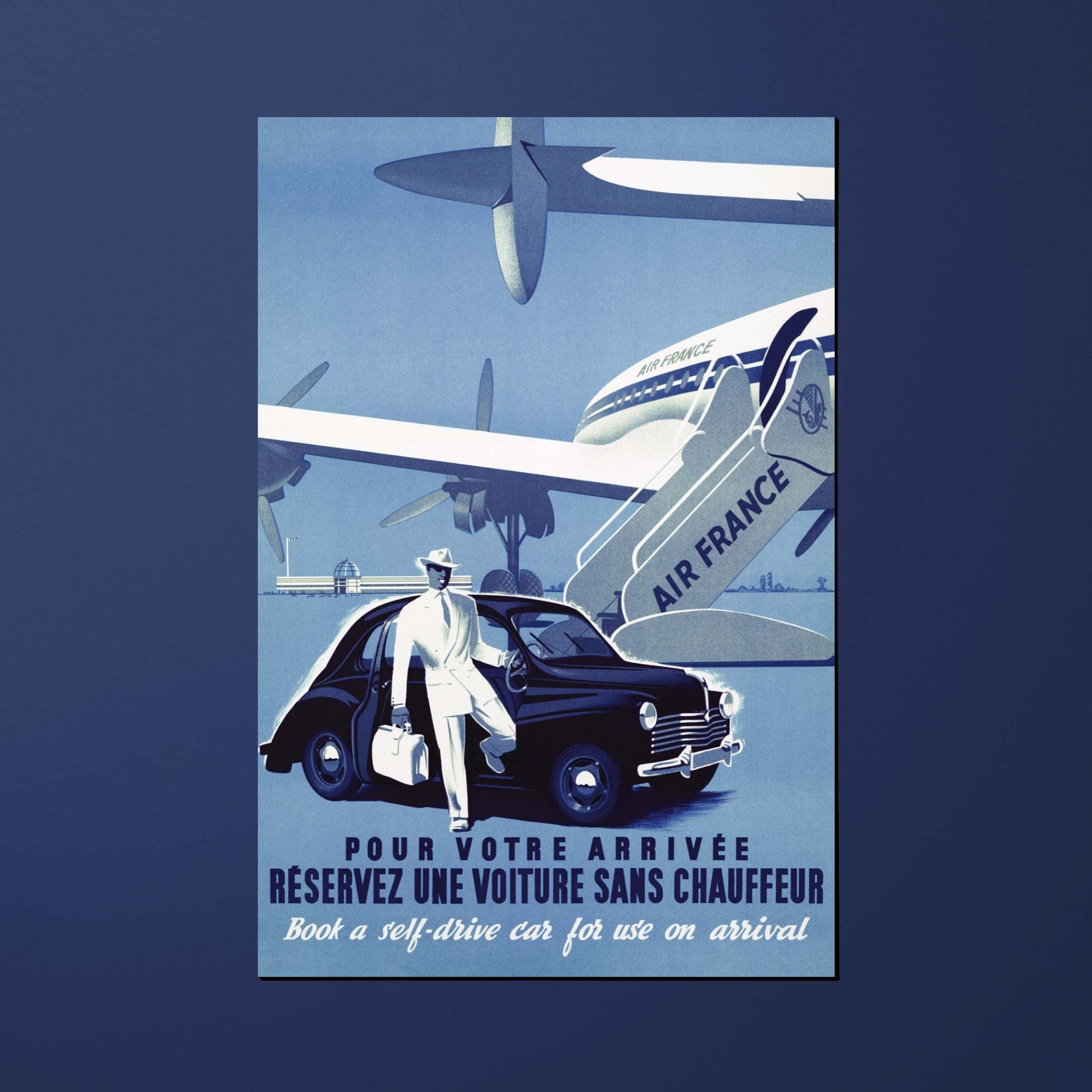 Carte postale Air France Legend Pour votre arrivée réservez une voiture