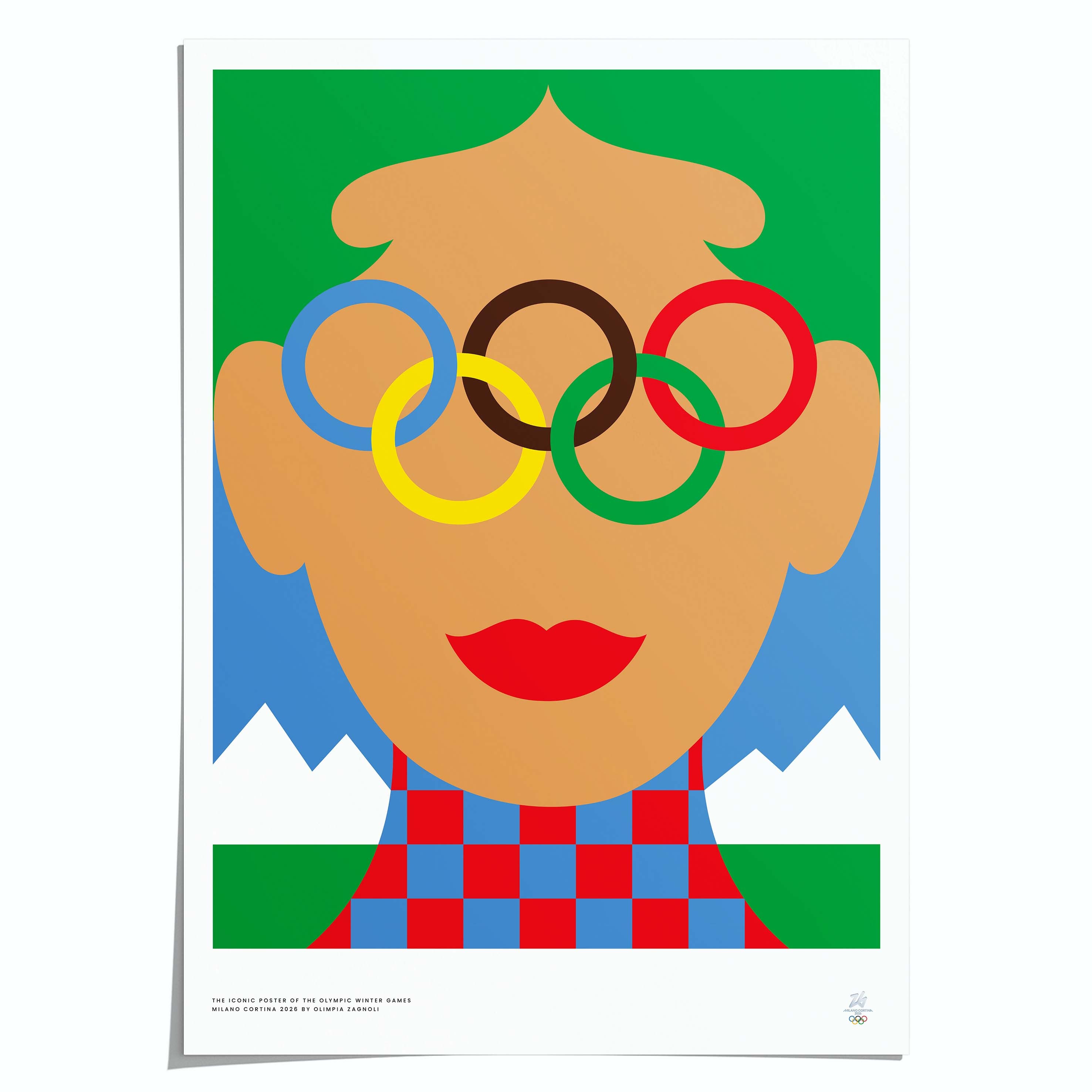Il poster iconico dei Giochi Olimpici Invernali Milano Cortina 2026, realizzato da Olimpia Zagnoli.