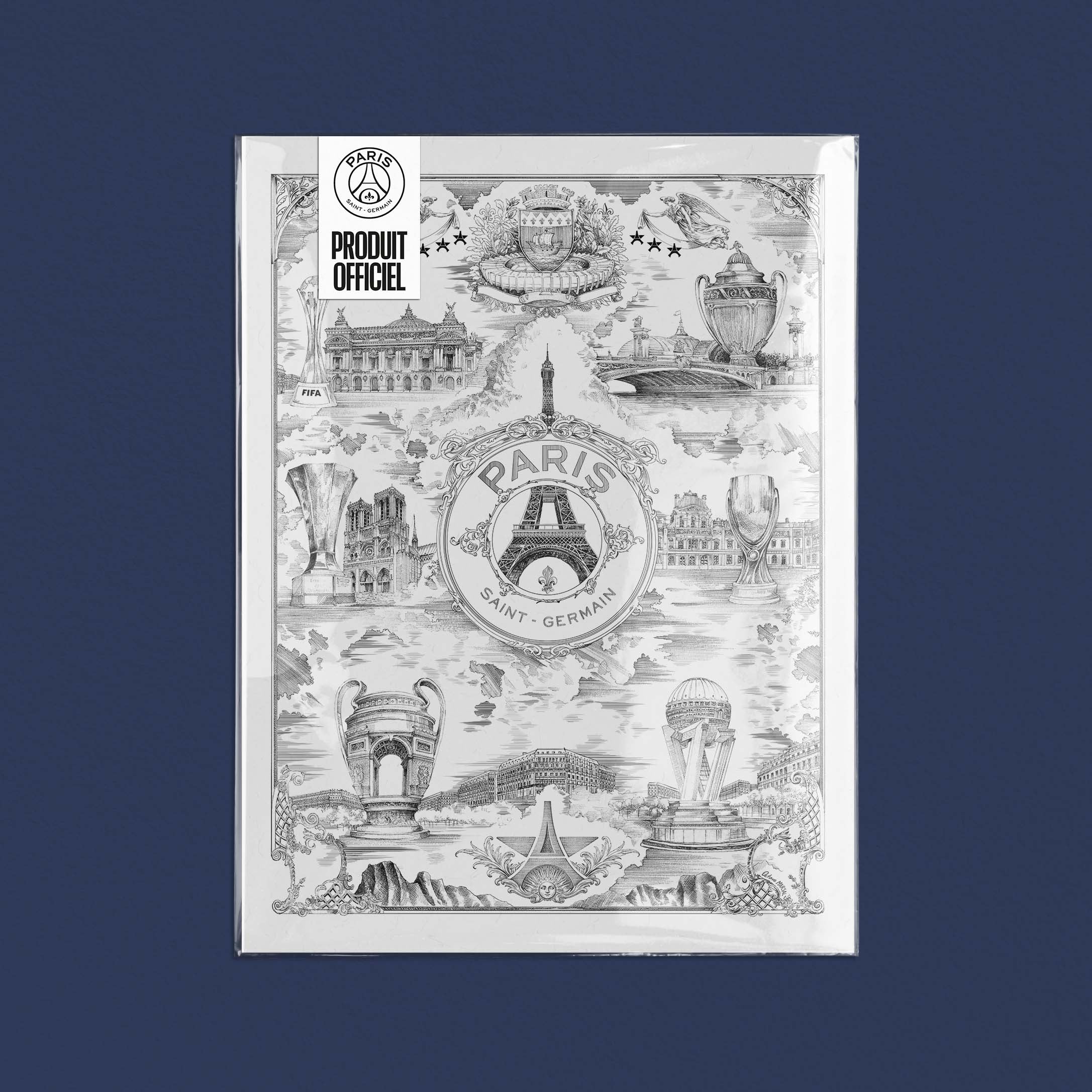 PSG Poster - Parisian Allegory on a white background by Octave Marsal