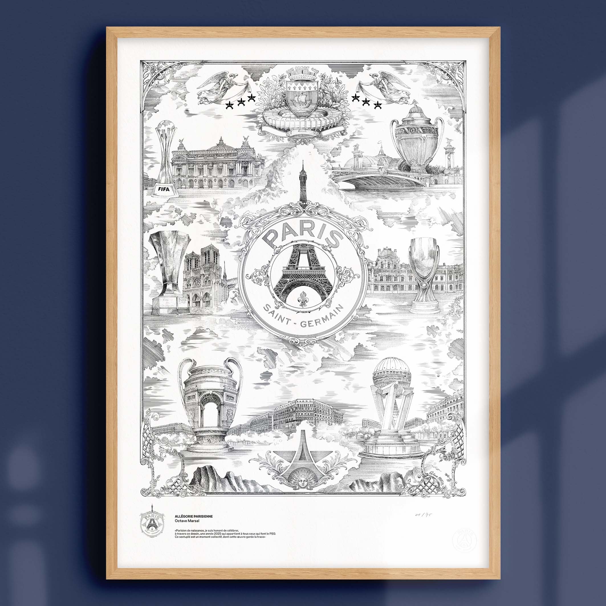 ÉDITION LIMITÉE PREMIUM - Affiche PSG - Allégorie Parisienne par Octave Marsal