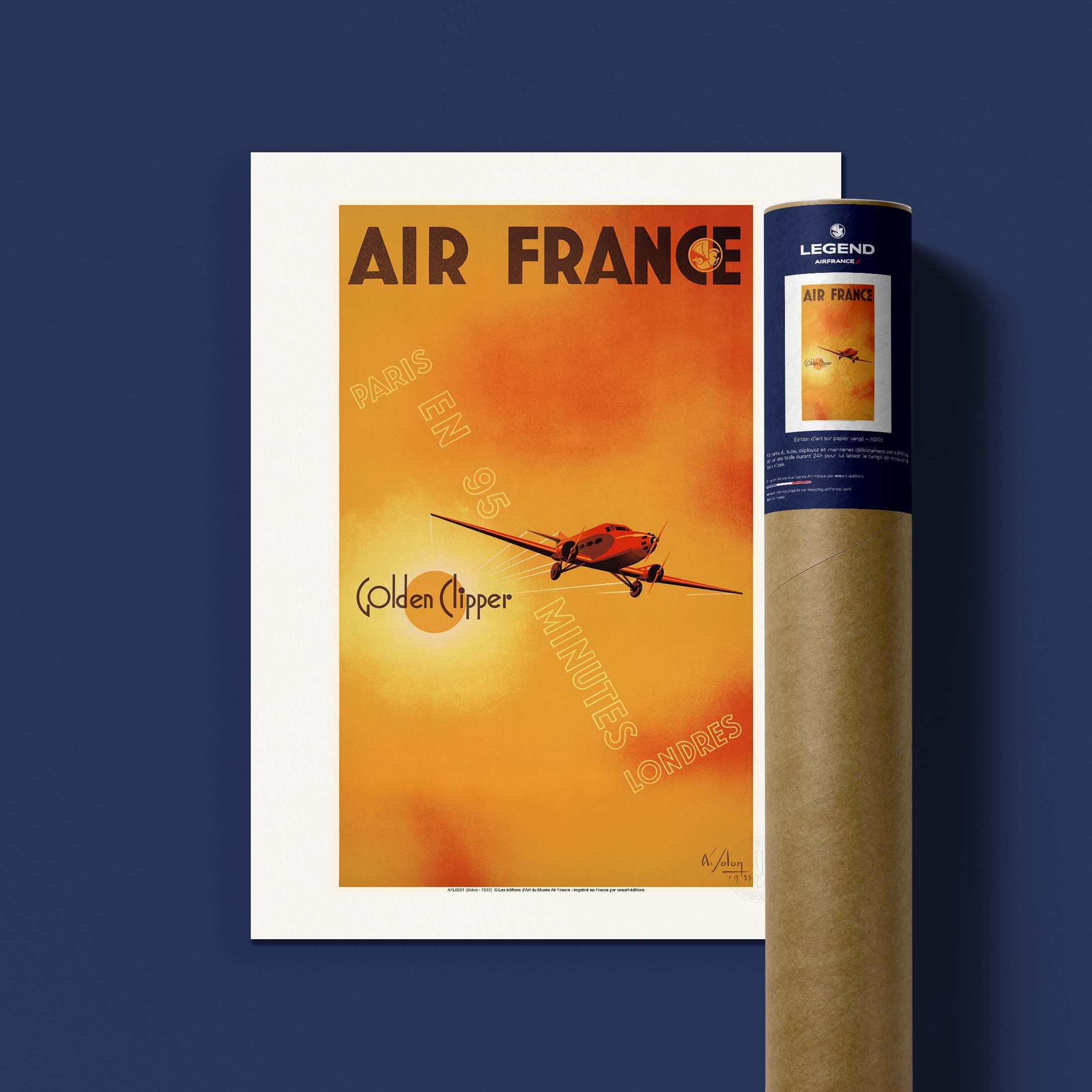 Affiche Air France - Paris Londres - Golden Clipper