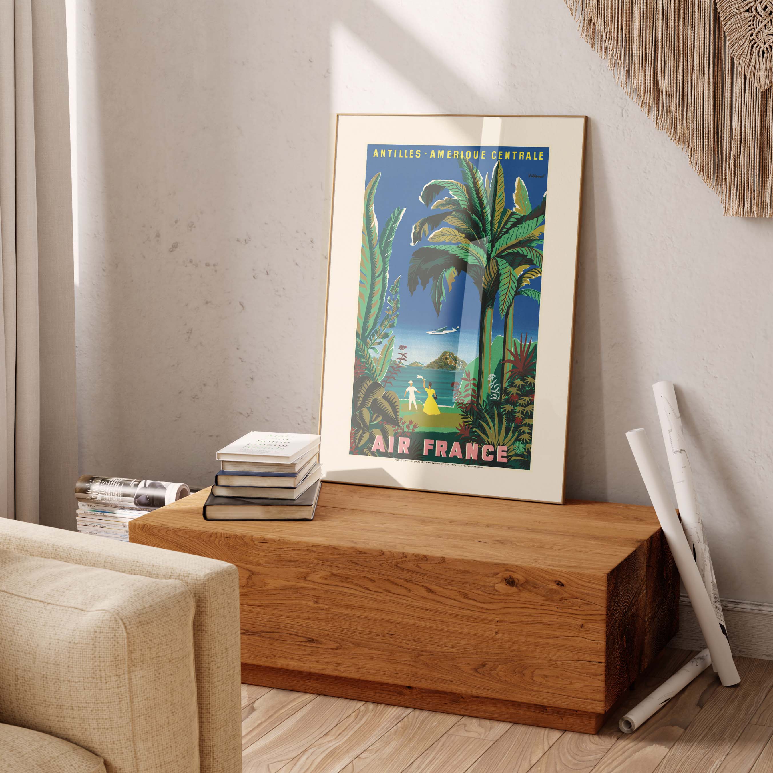 Affiche Air France - Antilles - Amérique Centrale, palmier