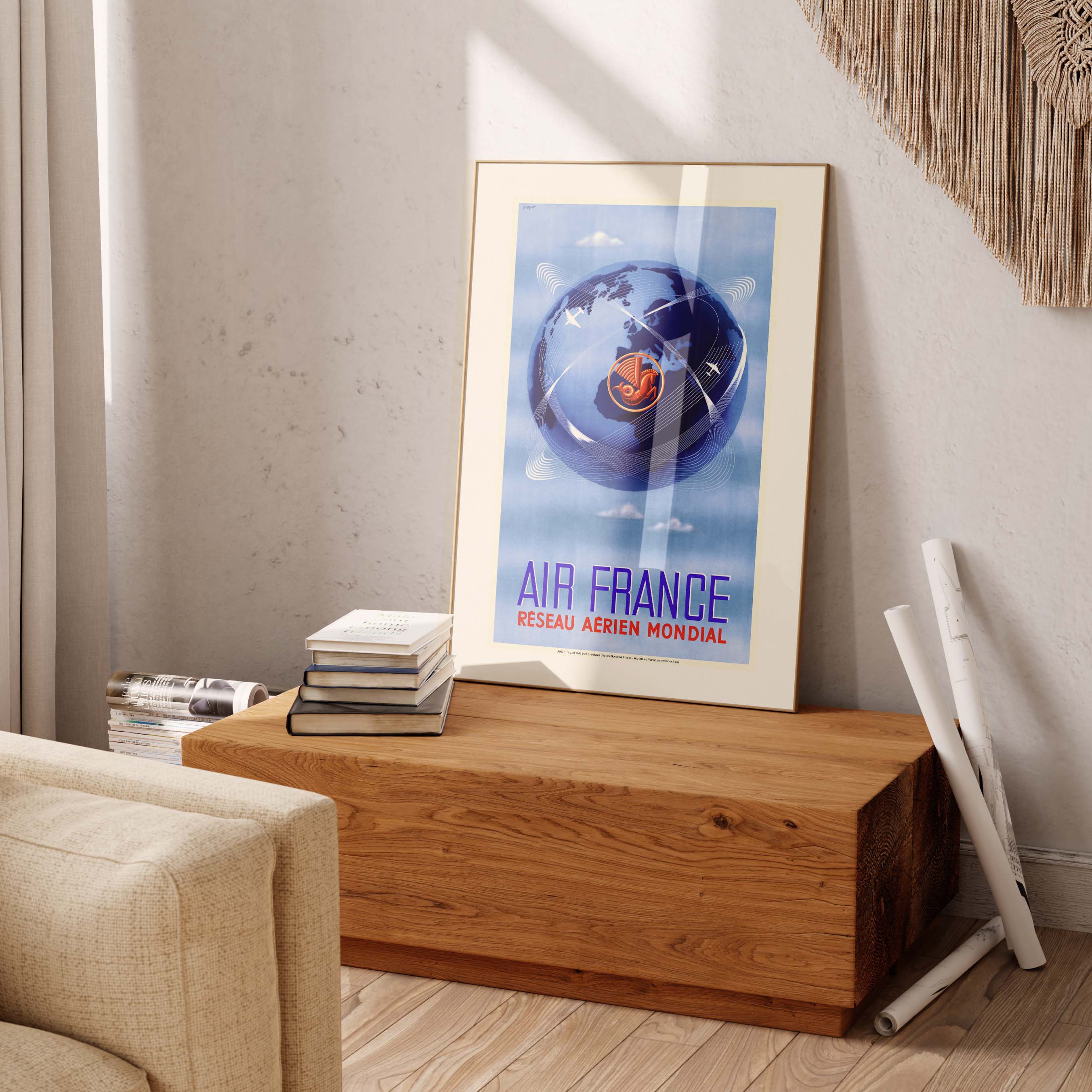 Affiche Air France - Réseau Aérien Mondial-oneart.fr