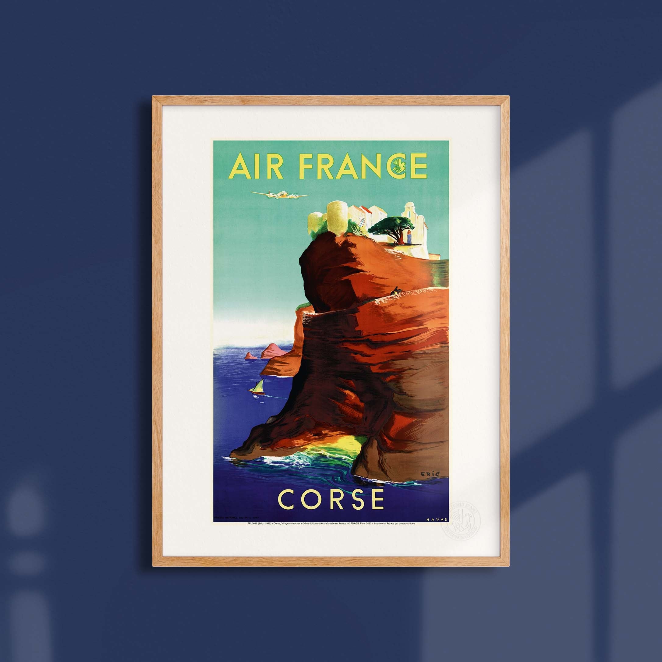 Affiche Air France - Corse, Village sur le rocher