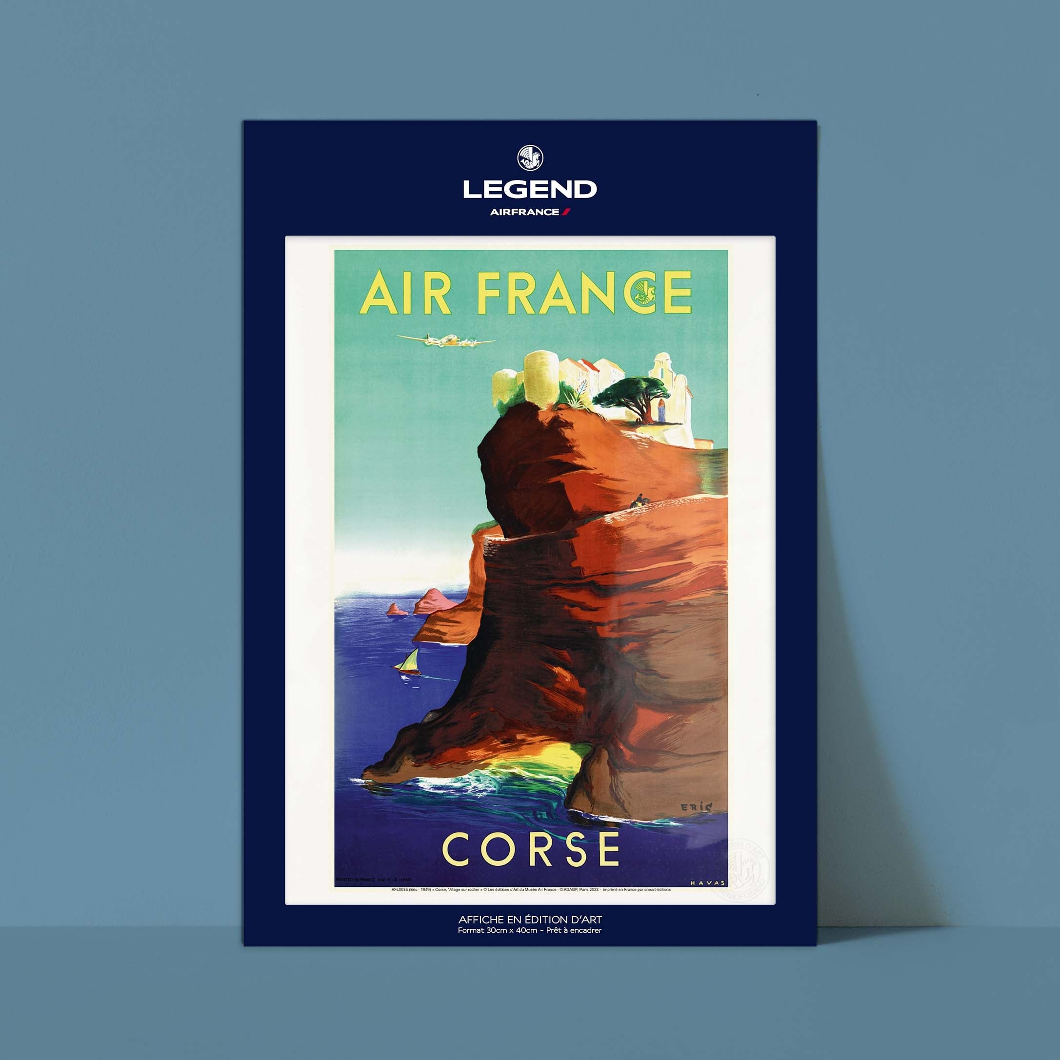 Affiche Air France - Corse, Village sur le rocher