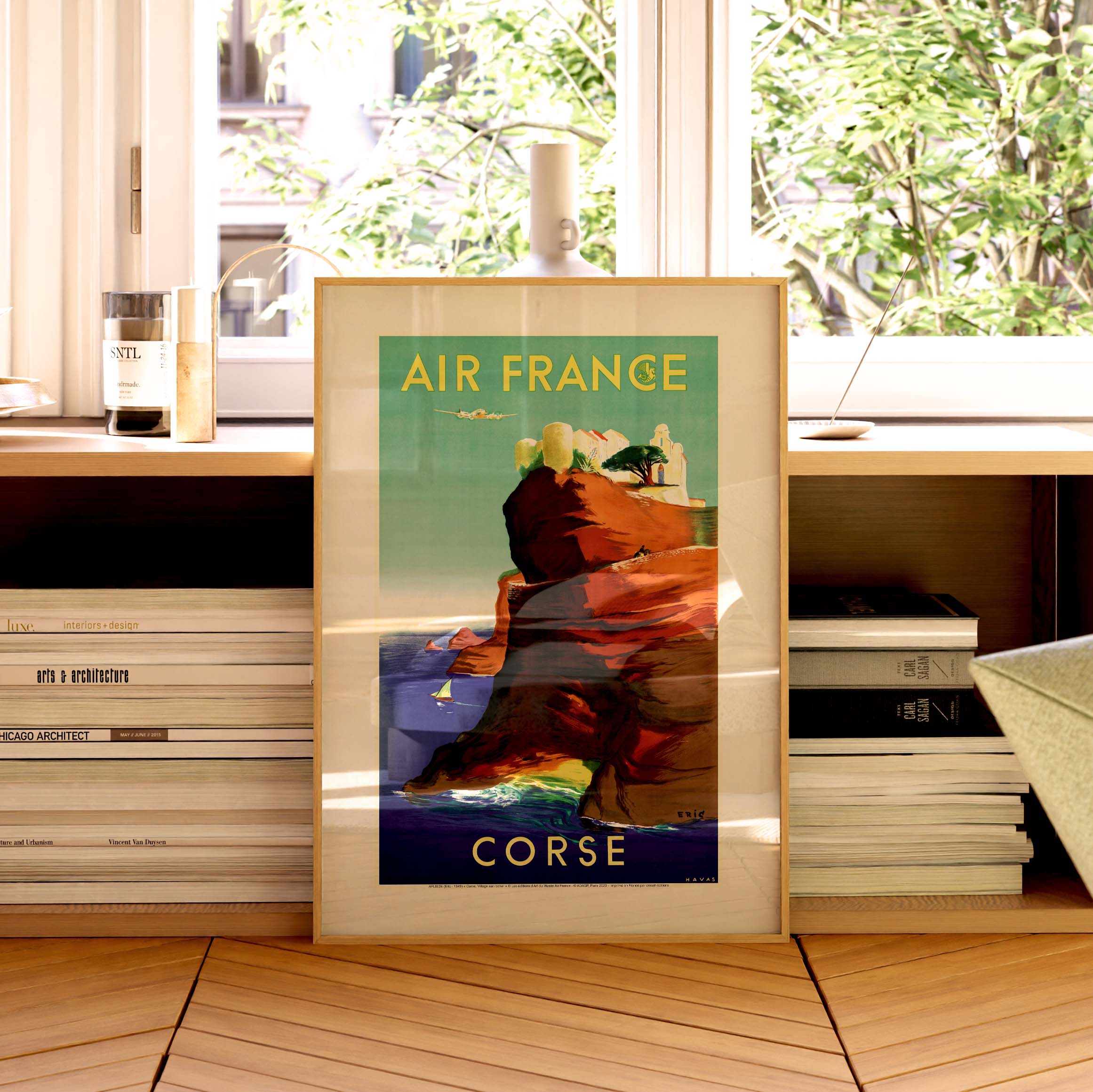 Affiche Air France - Corse, Village sur le rocher