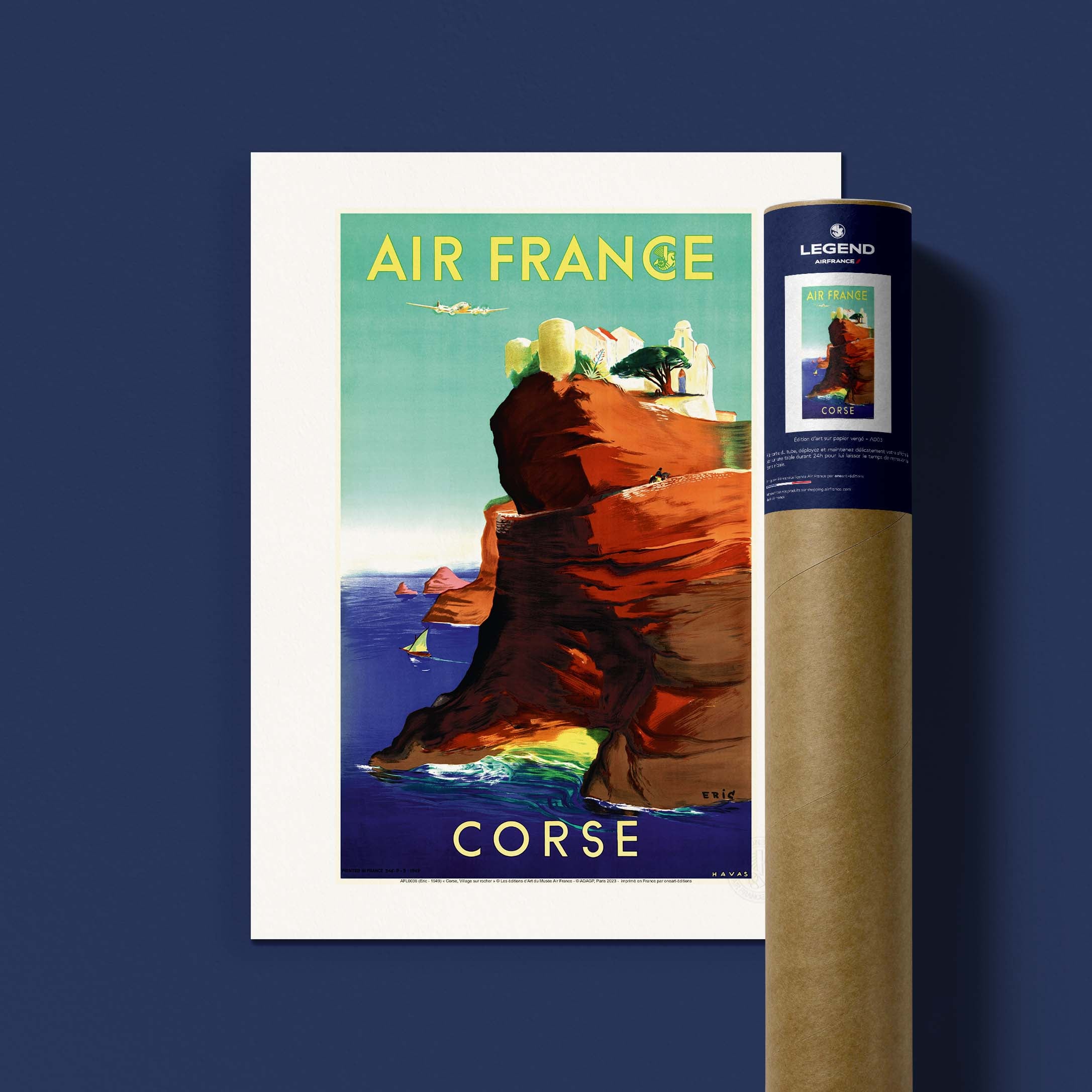 Affiche Air France - Corse, Village sur le rocher
