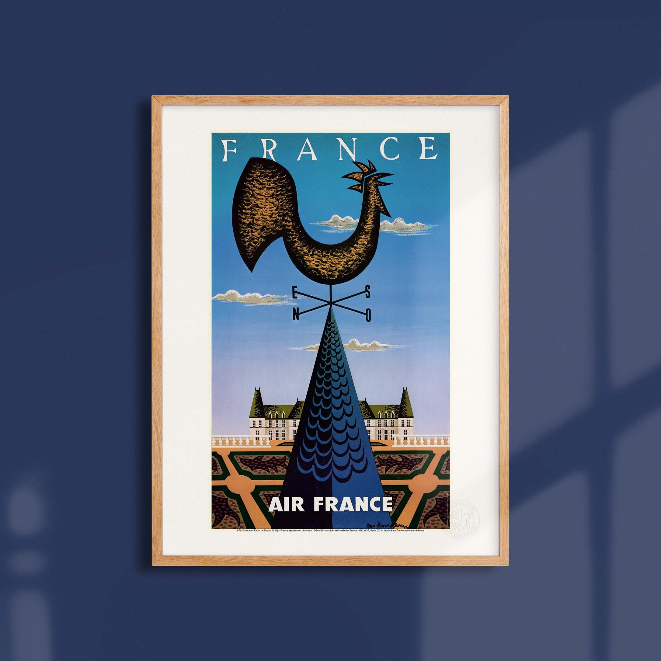 Affiche Air France - France, girouette et chateau