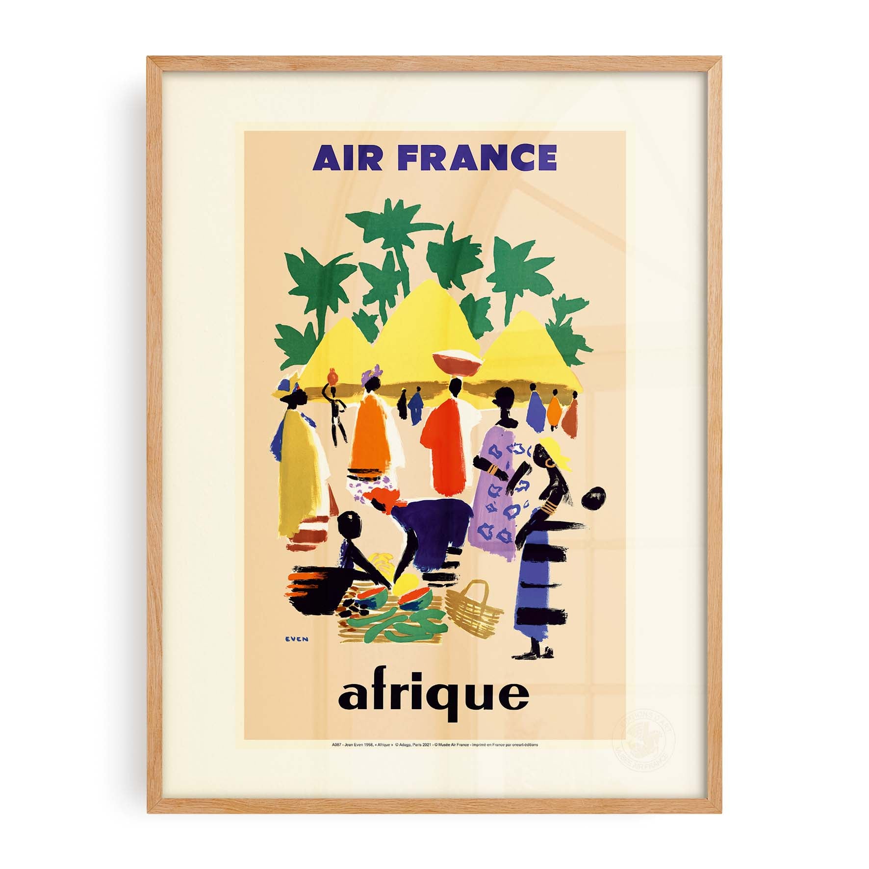 Affiche Air France - Afrique - Cases Village-oneart.fr
