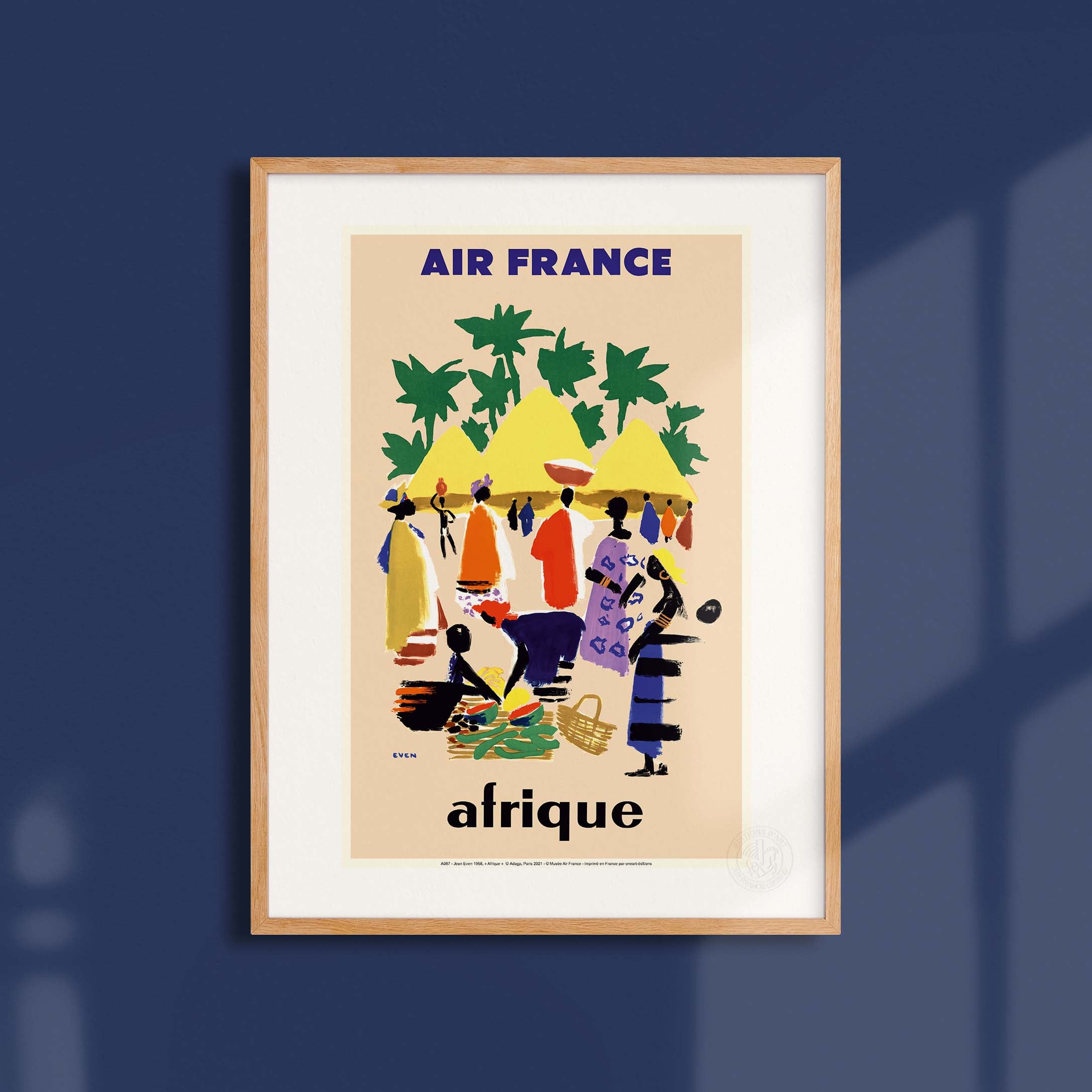 Affiche Air France - Afrique - Cases Village