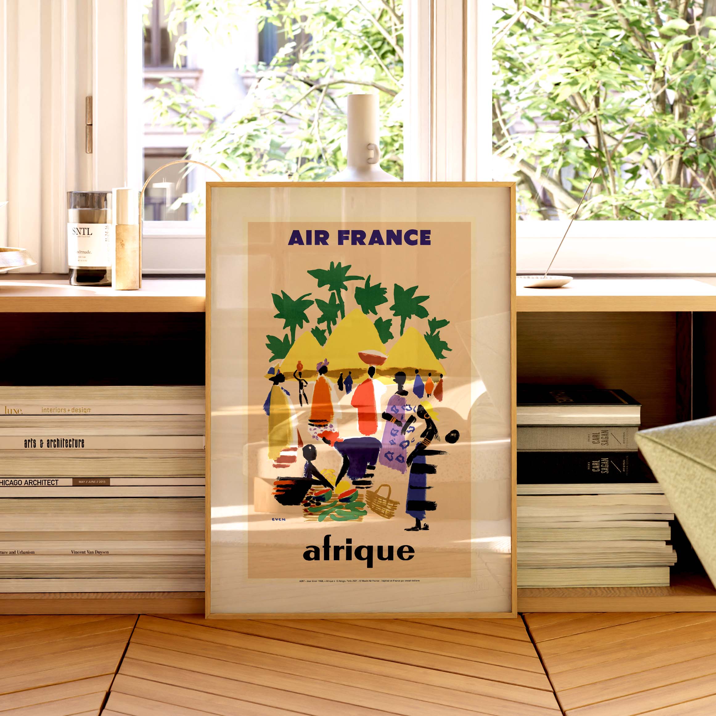 Affiche Air France - Afrique - Cases Village