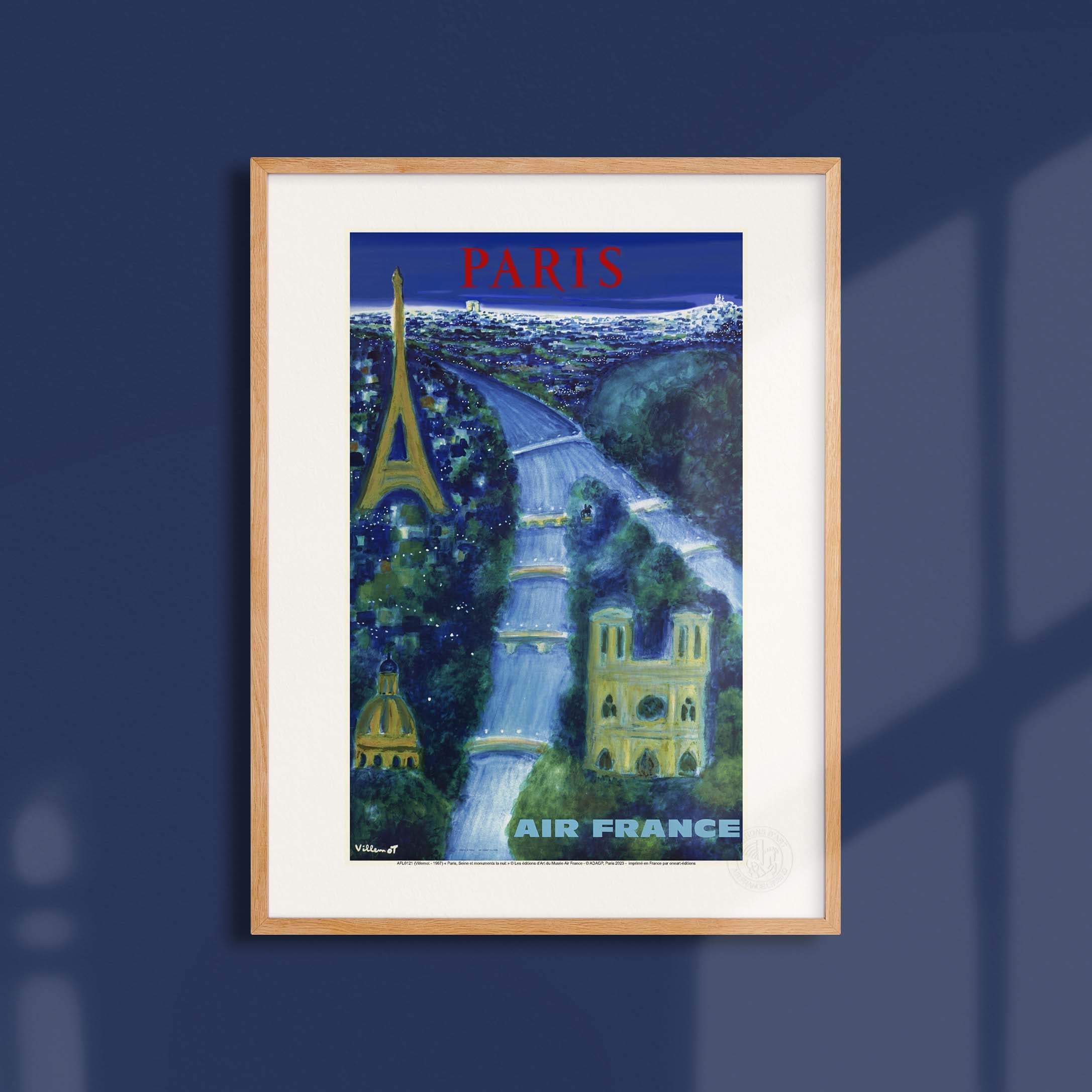 Affiche Air France - Paris, Seine et monuments la nuit
