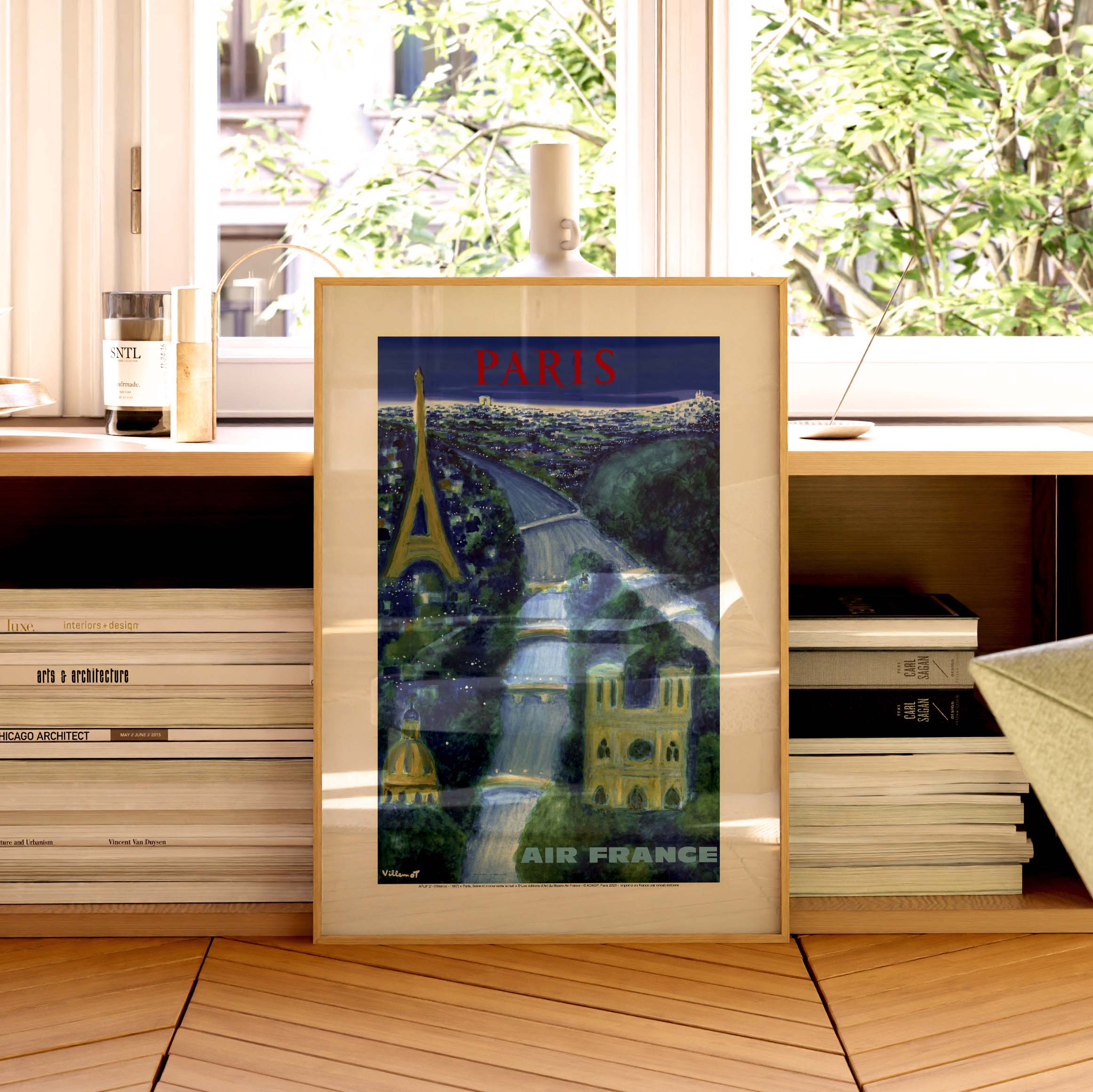Affiche Air France - Paris, Seine et monuments la nuit