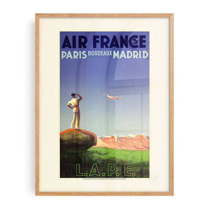 Affiche Air France - LAPE Paris - Bordeaux - Madrid