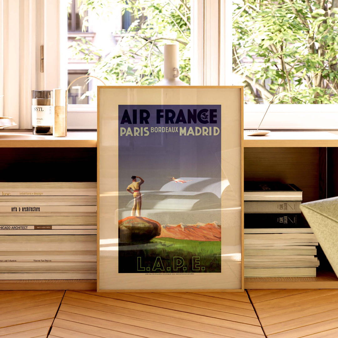 Affiche Air France - LAPE Paris - Bordeaux - Madrid