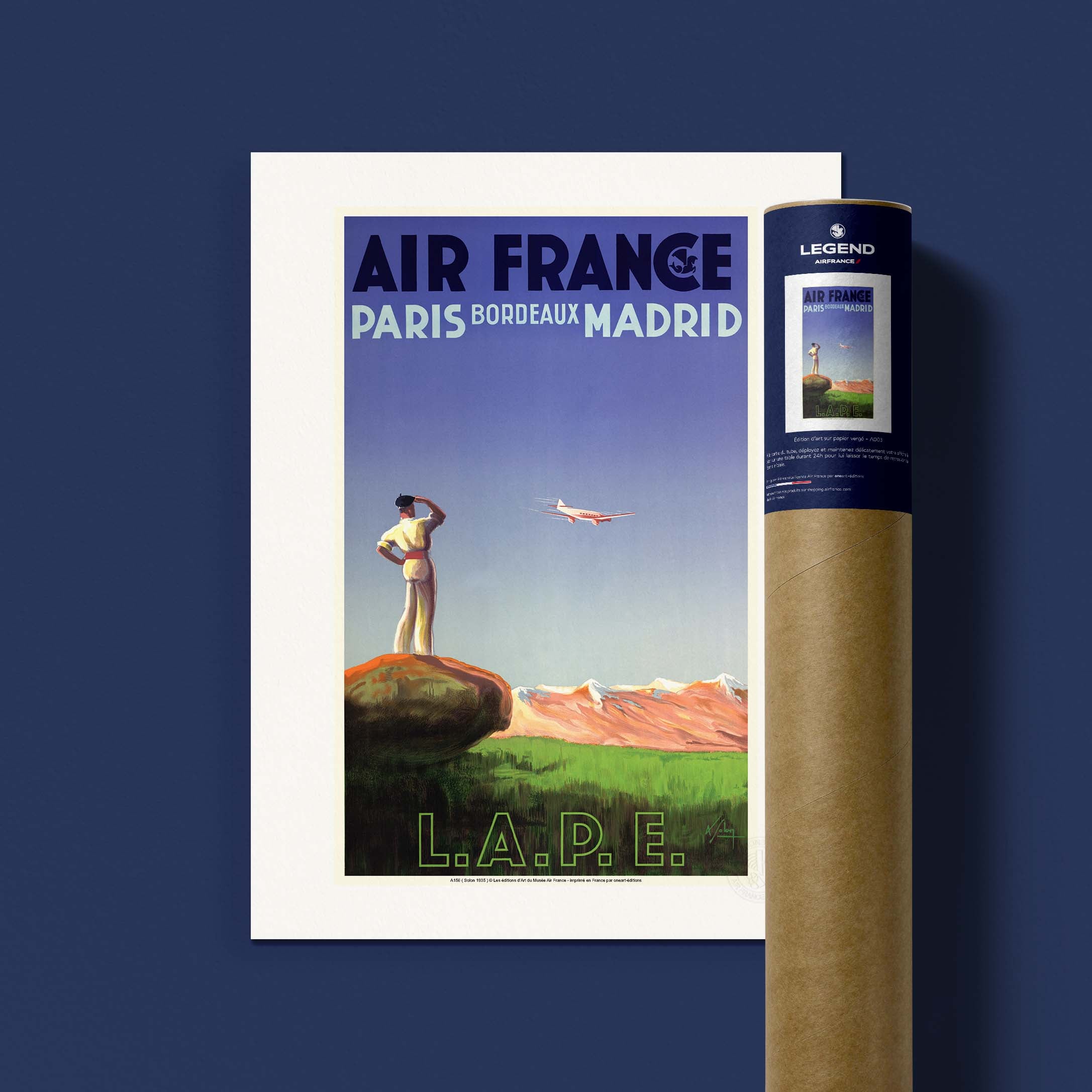 Affiche Air France - LAPE Paris - Bordeaux - Madrid