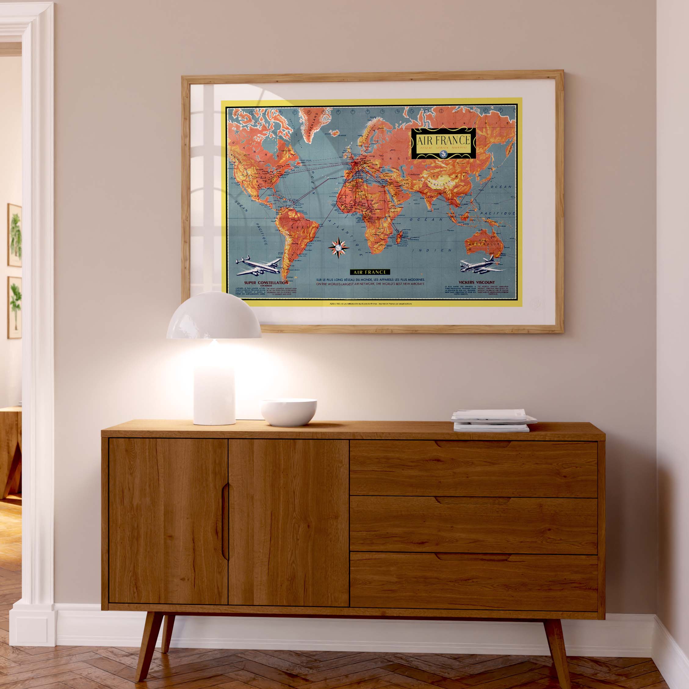 Affiche "Les Imparfaits" Air France - Planisphère découvrez le monde…