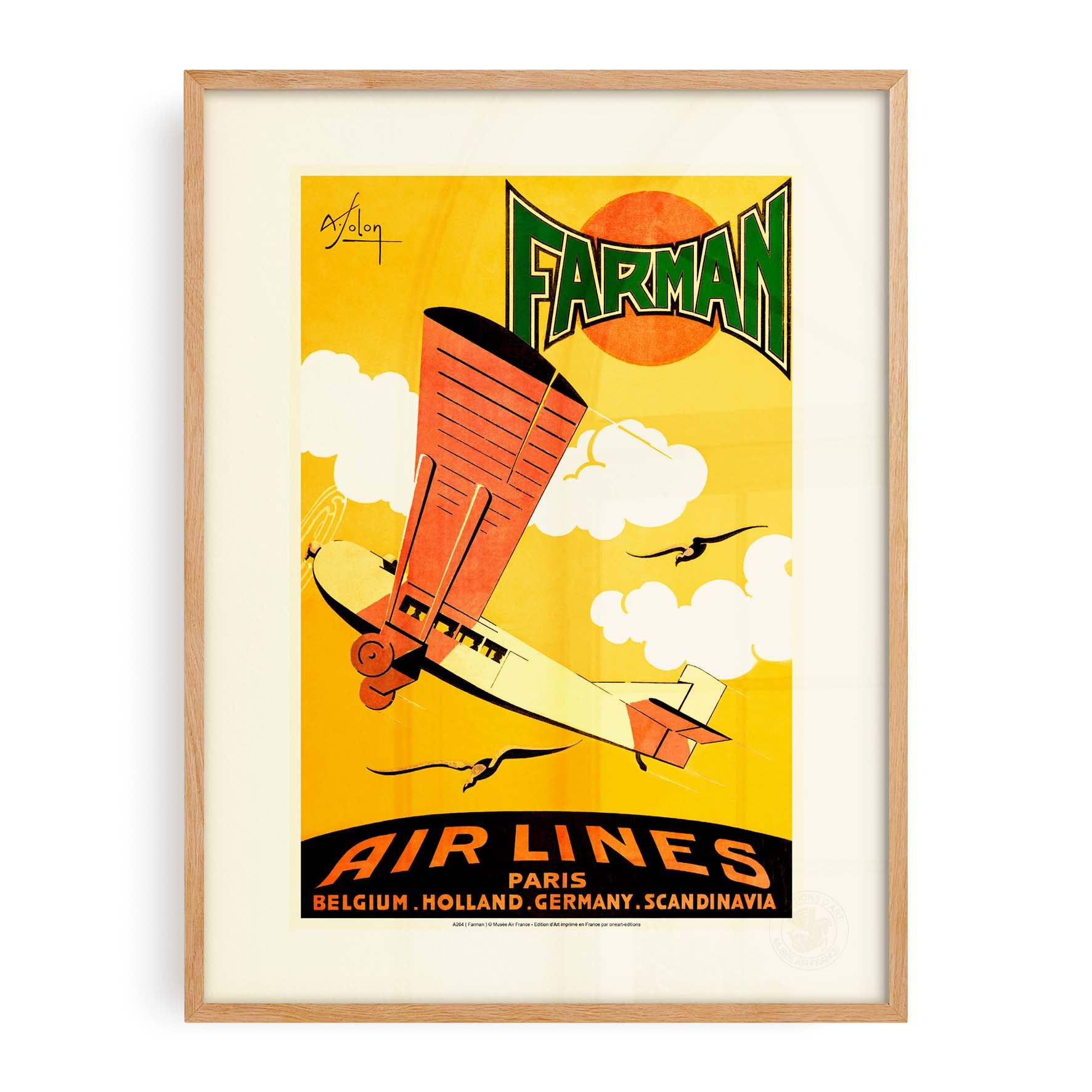 Affiche Air France - Farman Airlines / Jaune-oneart.fr