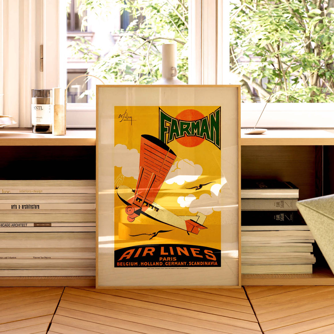 Affiche Air France - Farman Airlines / Jaune