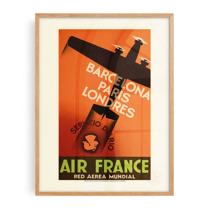 Affiche Air France - Red area Barcelona - Paris - Londres