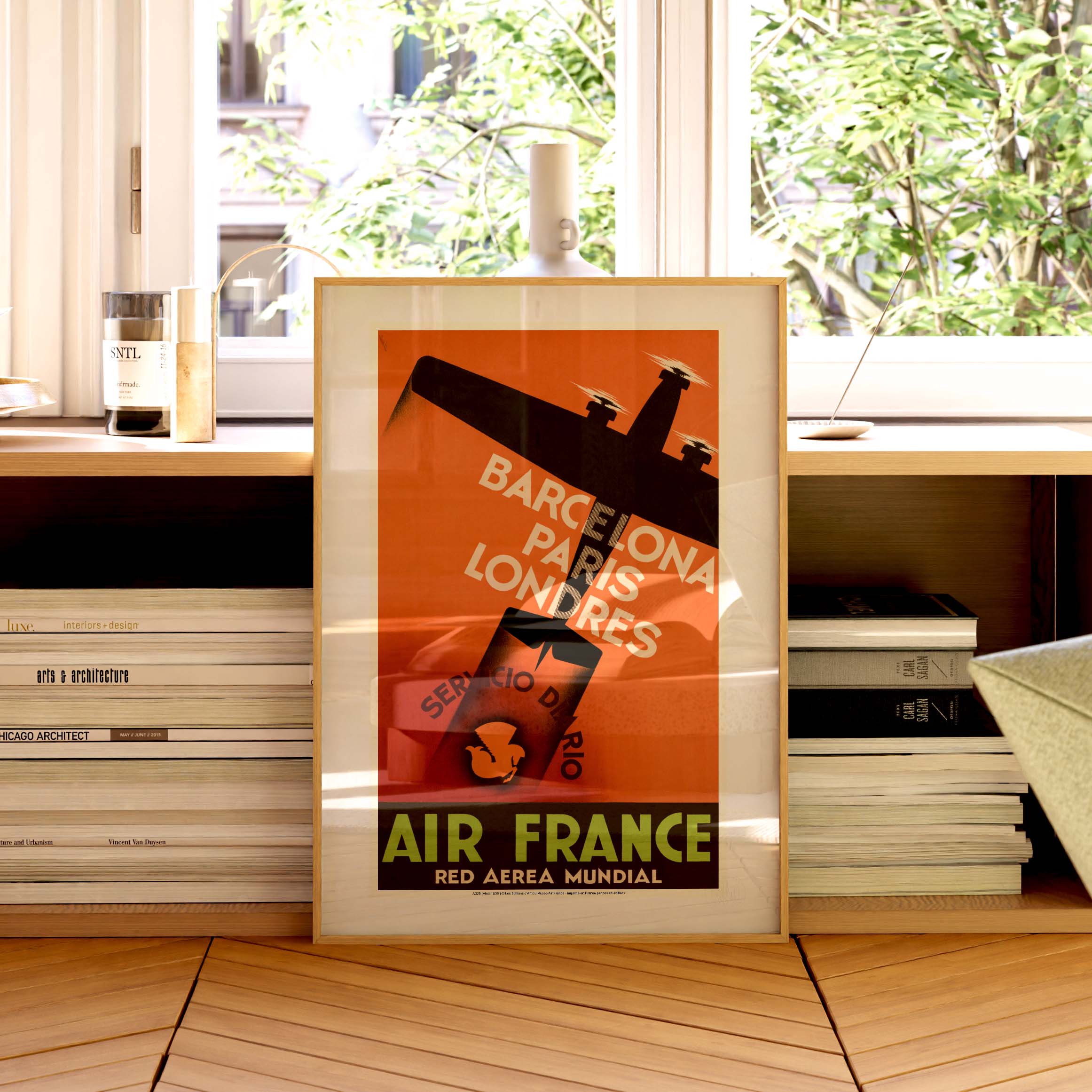 Poster Air France - Red area Barcelona - Paris - London