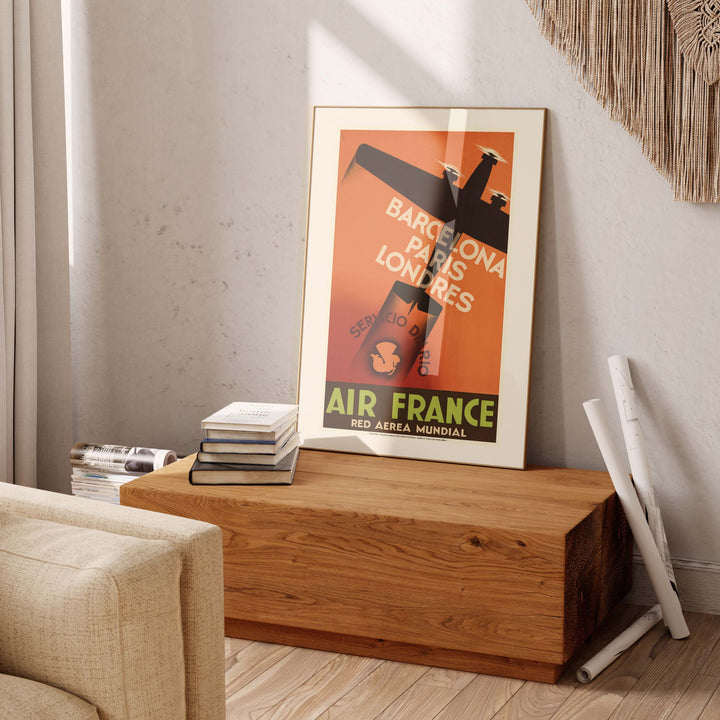 Affiche Air France - Red area Barcelona - Paris - Londres