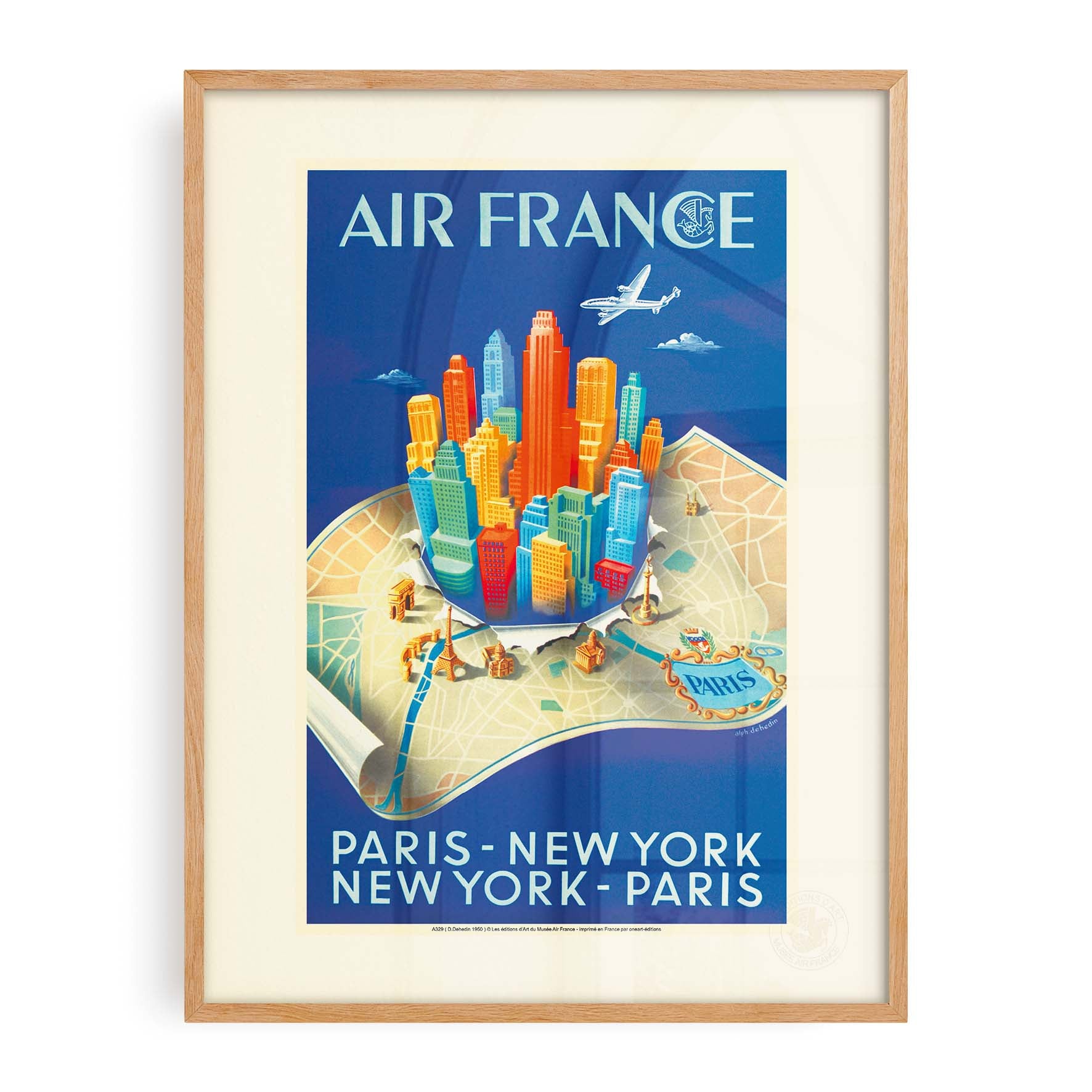 Affiche Air France - Paris New-York Building map-oneart.fr