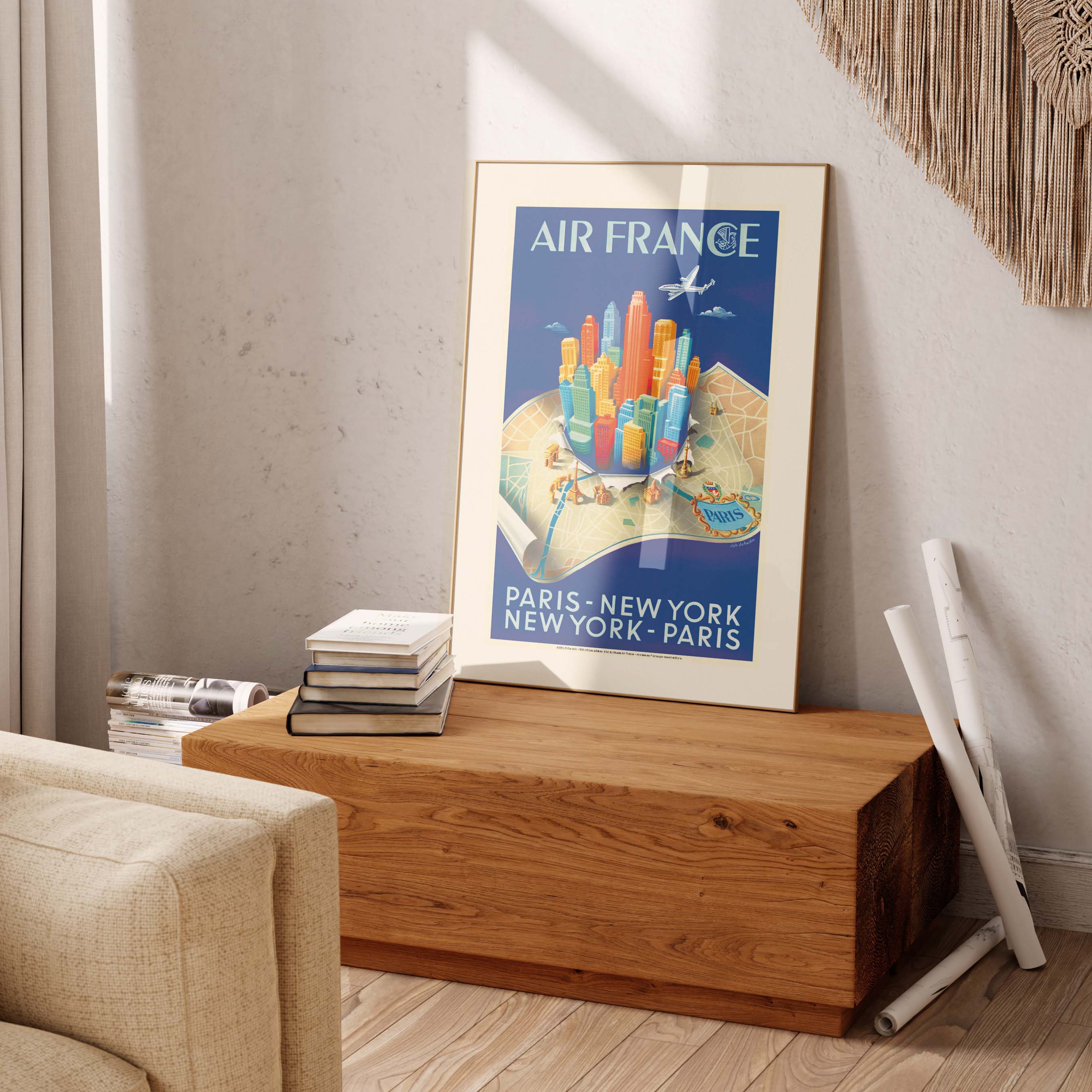 Affiche Air France - Paris New-York Building map-oneart.fr