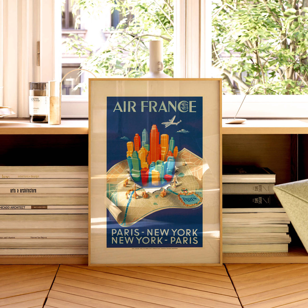 Affiche Air France - Paris New-York Building map
