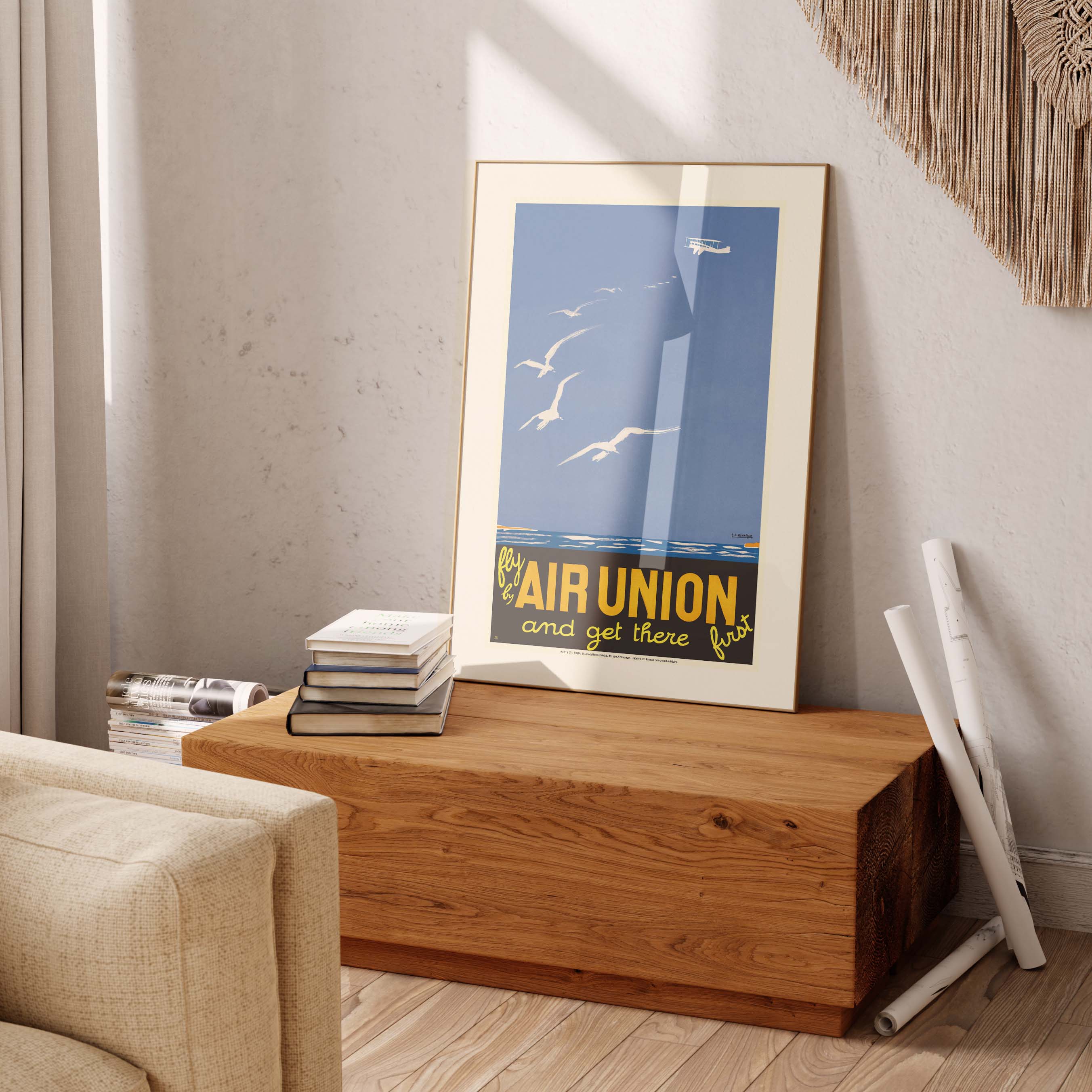 Affiche Air France - Fly by Air Union and get there first-oneart.fr