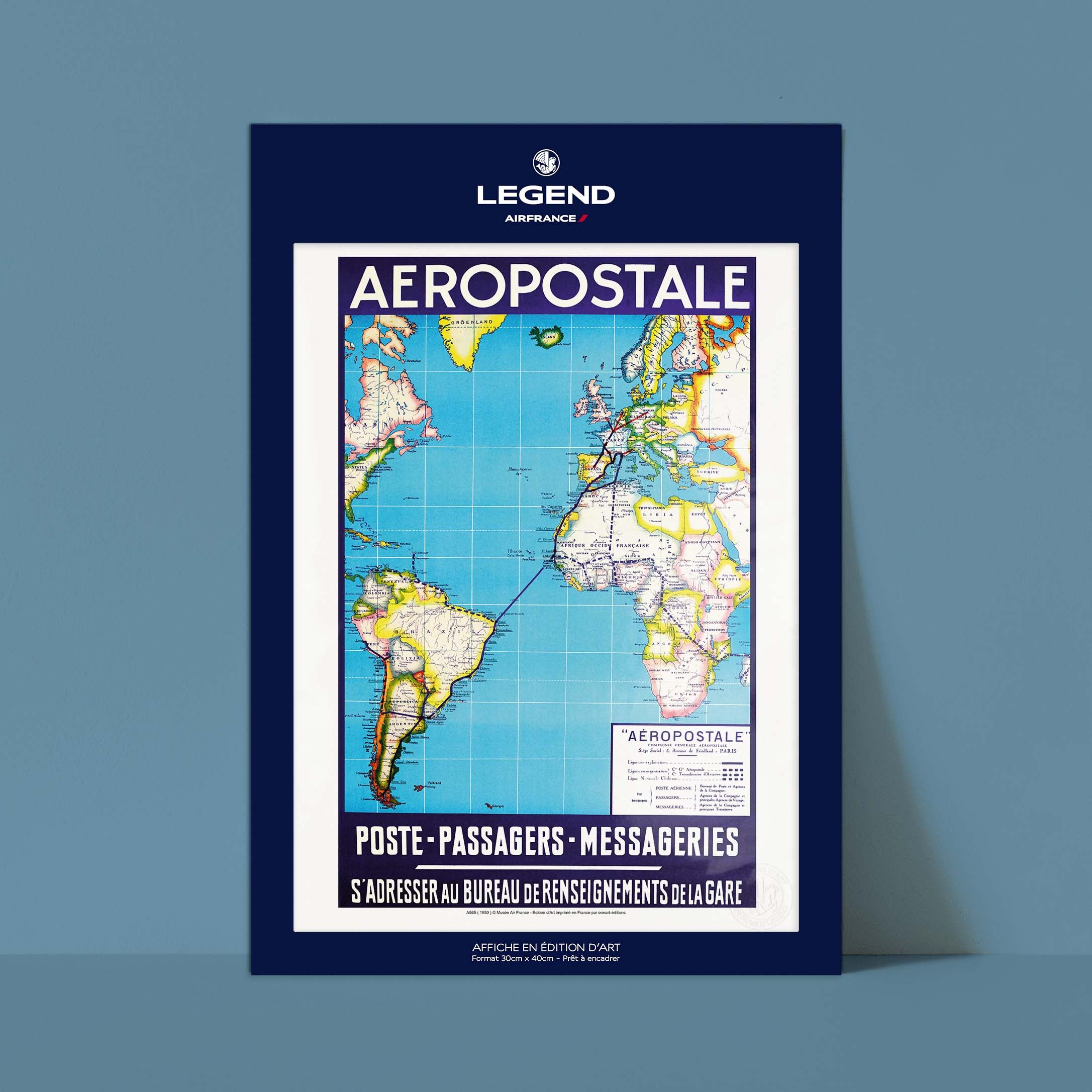 Affiche Air France - Poste - Passagers - Messageries